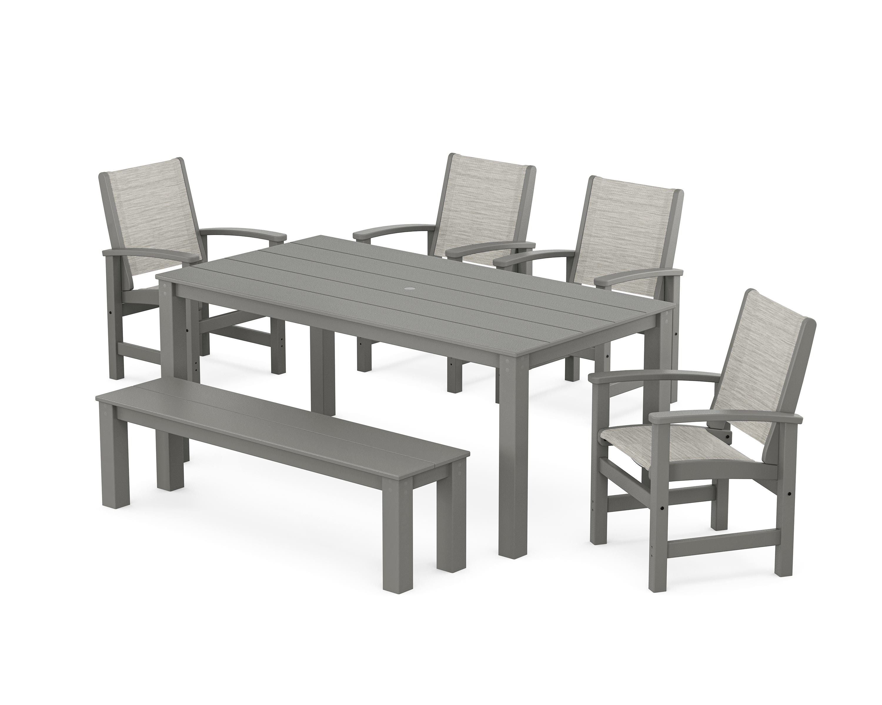 Coastal 6-Piece Parsons Dining Set with Bench