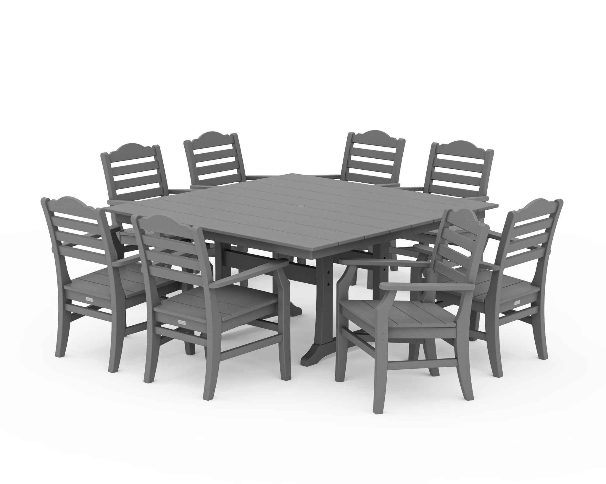 Savannah 9-Piece Square Farmhouse Dining Set with Trestle Legs