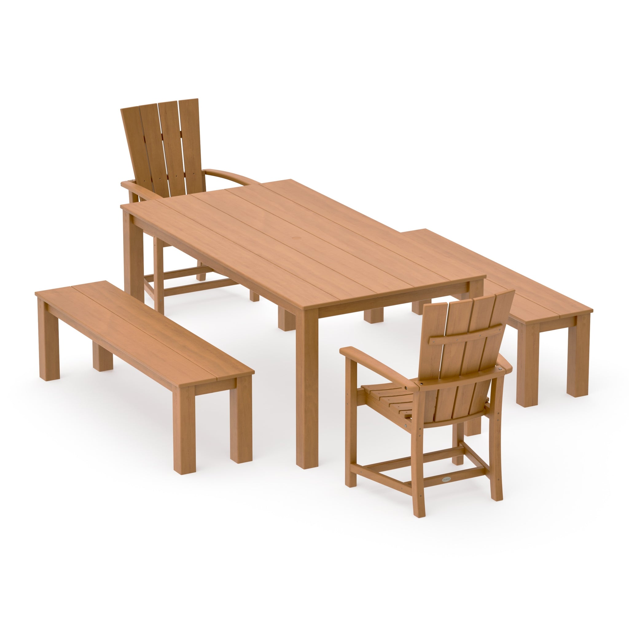 Quattro 5-Piece Parsons Dining Set with Benches