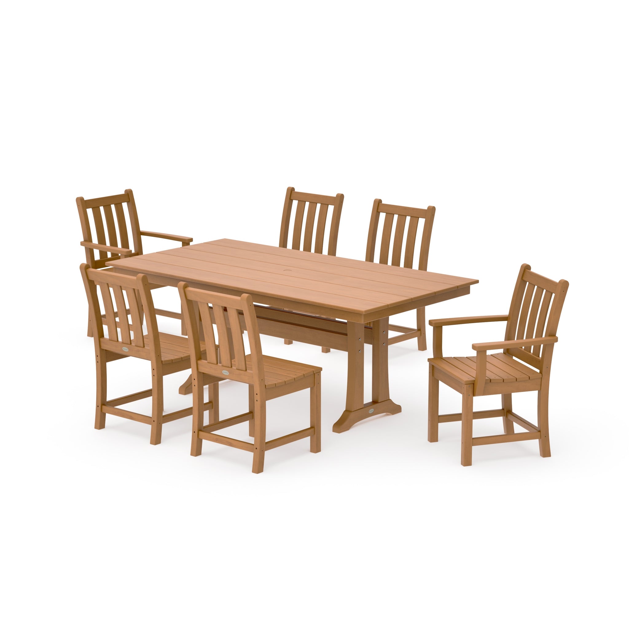Traditional Garden 7-Piece Farmhouse Dining Set With Trestle Legs
