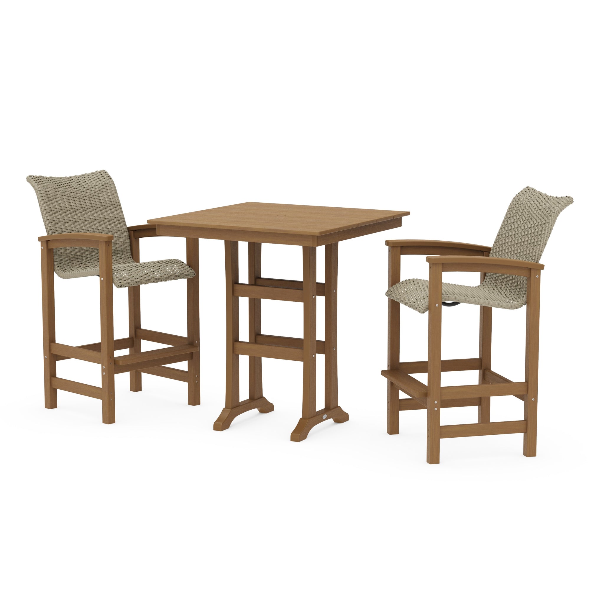 Coastal Woven 3-Piece Farmhouse Bar Set with Trestle Legs