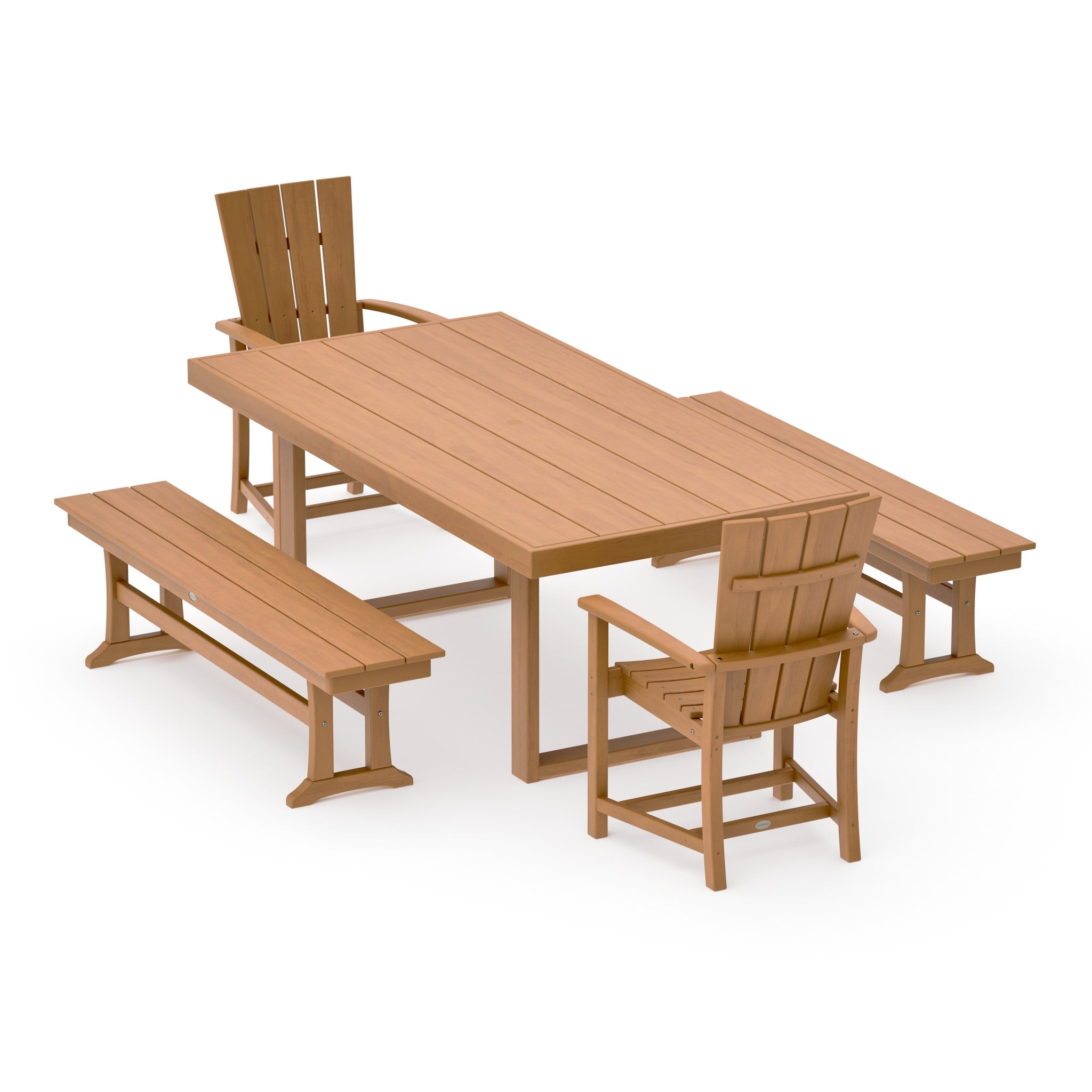 Quattro 5-Piece Dining Set with Benches