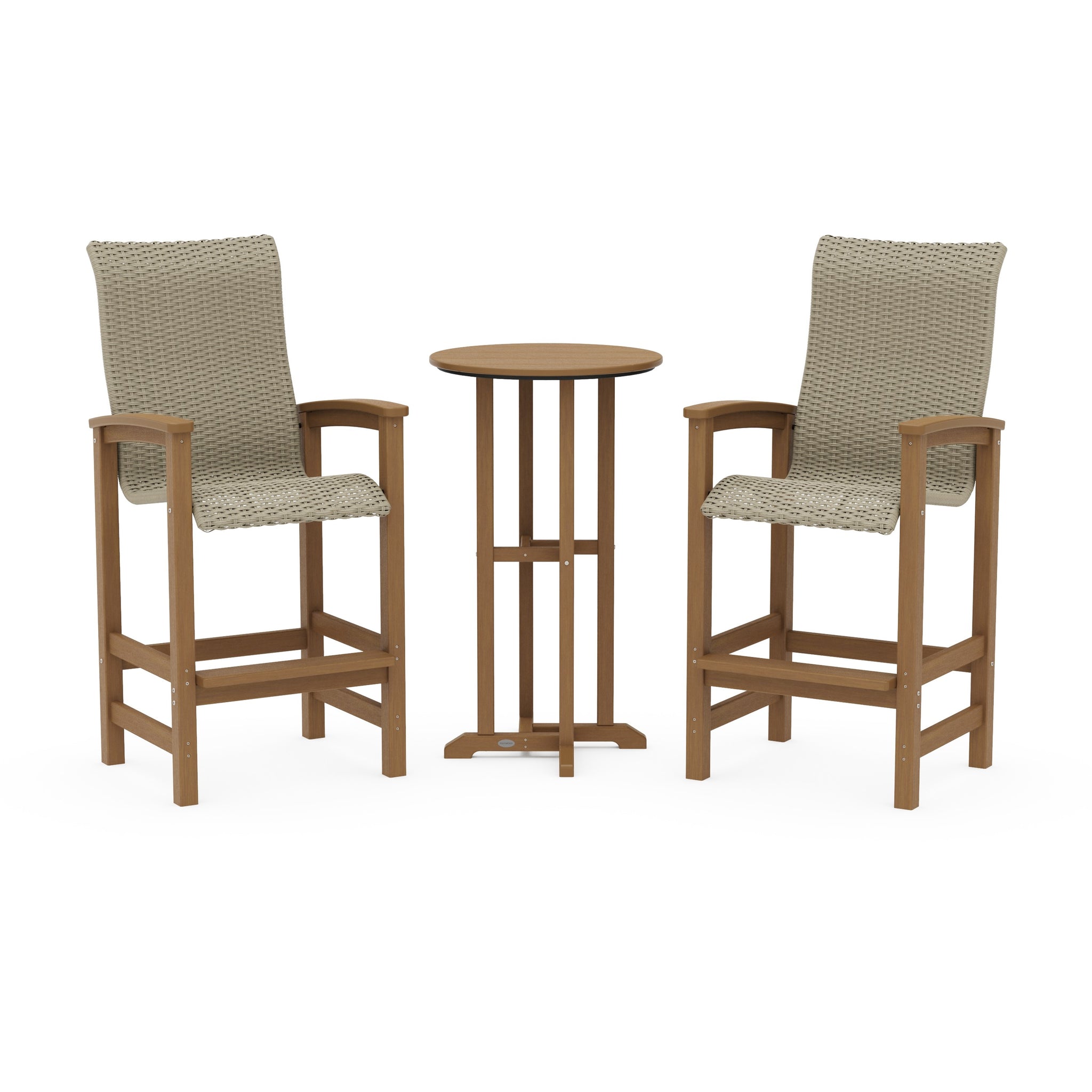Coastal Woven High-Back 3-Piece Farmhouse Bar Set