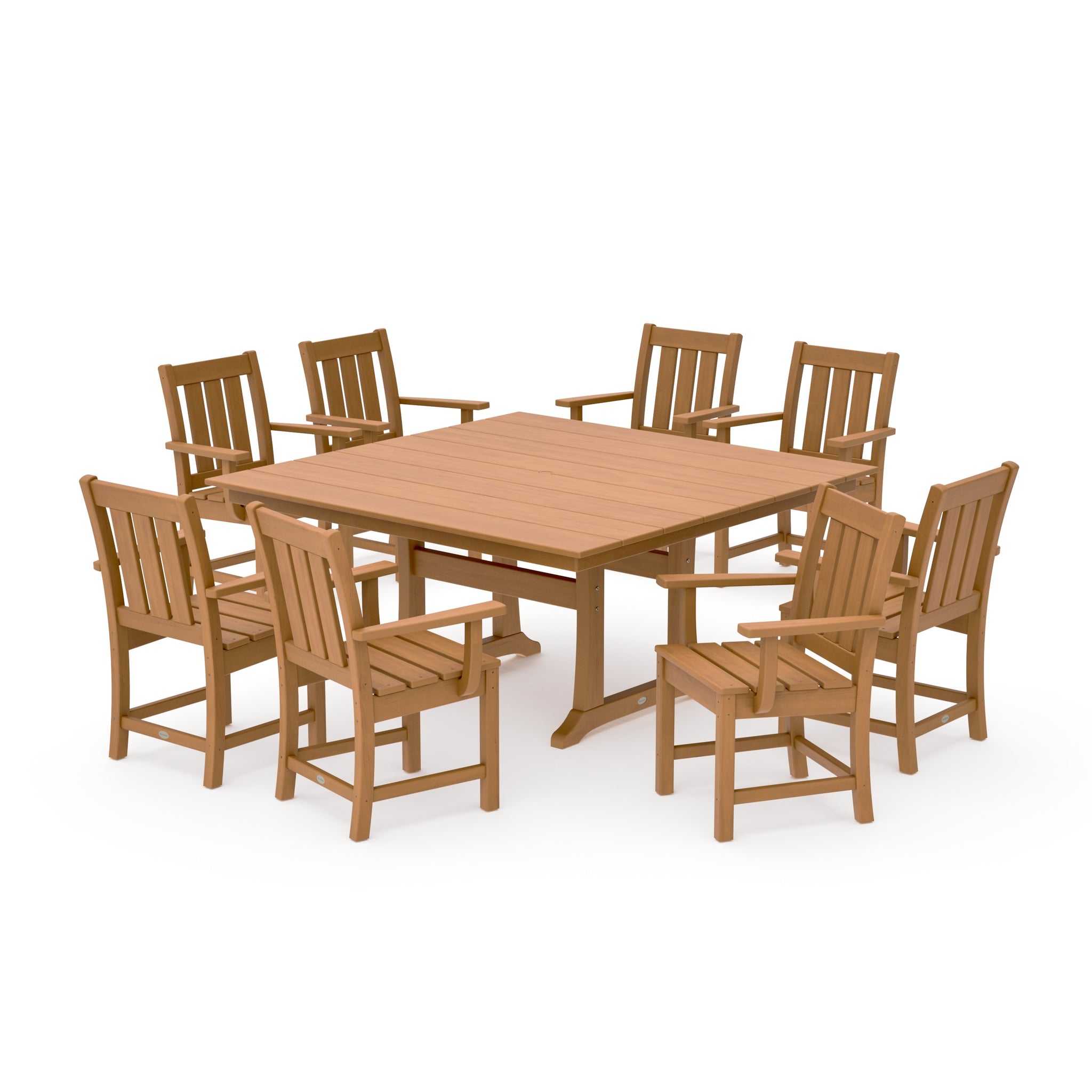 Oxford 9-Piece Square Farmhouse Dining Set with Trestle Legs