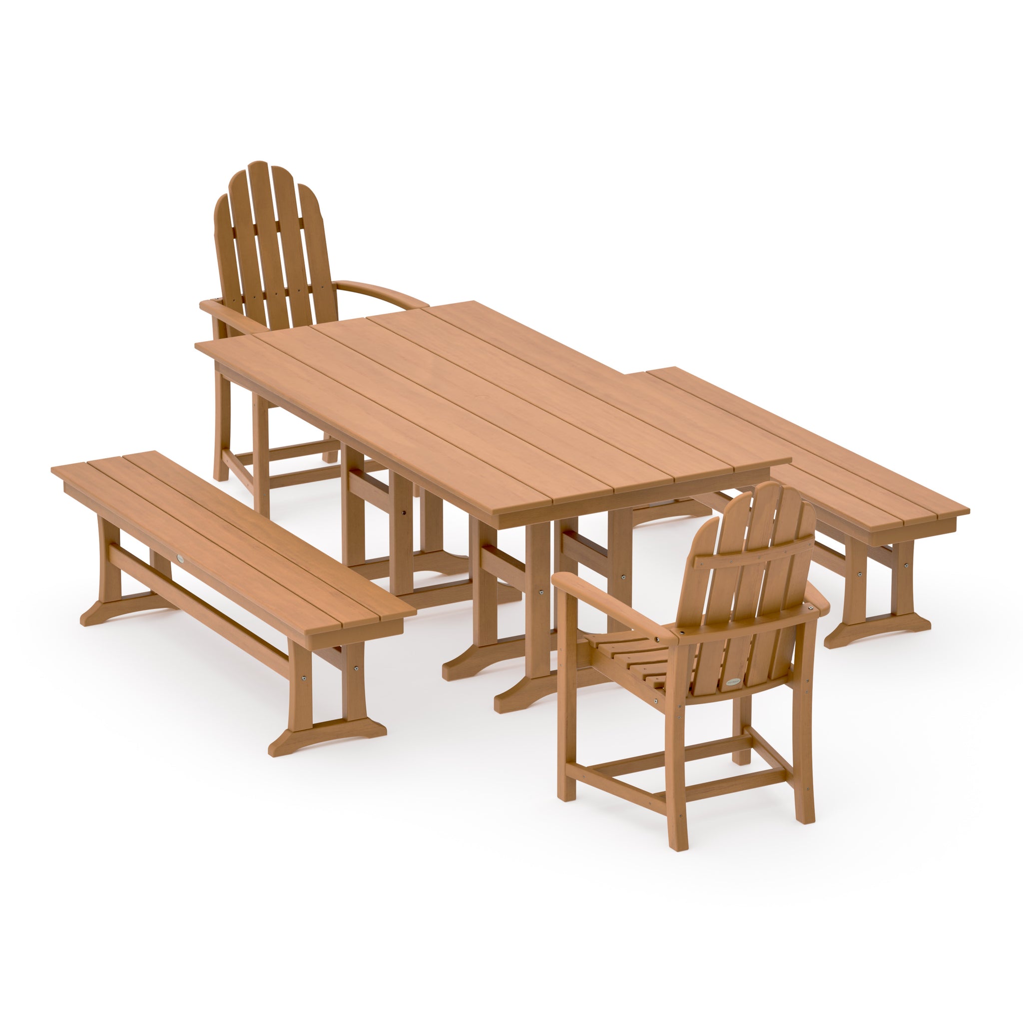 Classic Adirondack 5-Piece Farmhouse Dining Set with Benches