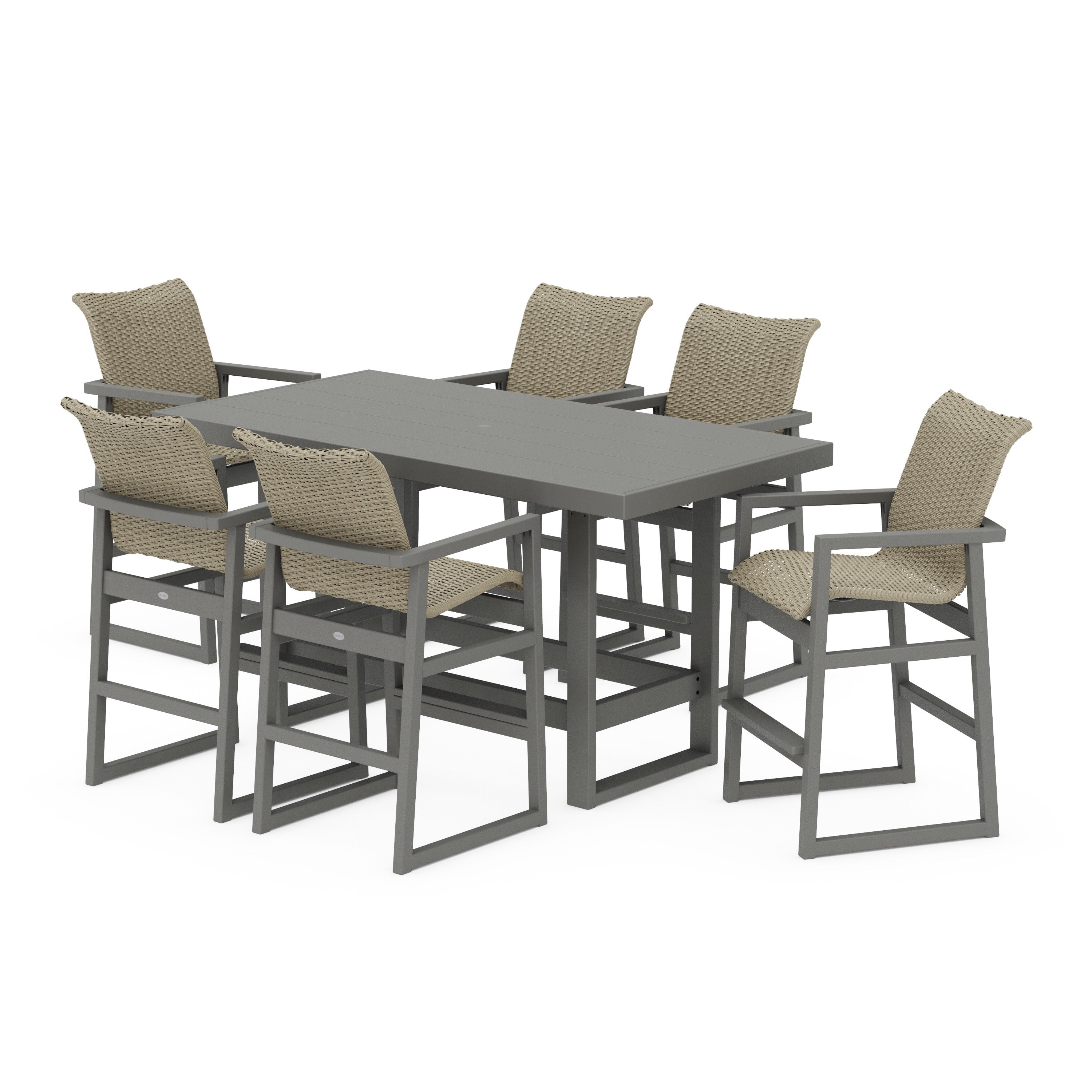 EDGE Woven Arm Chair 7-Piece Bar Set