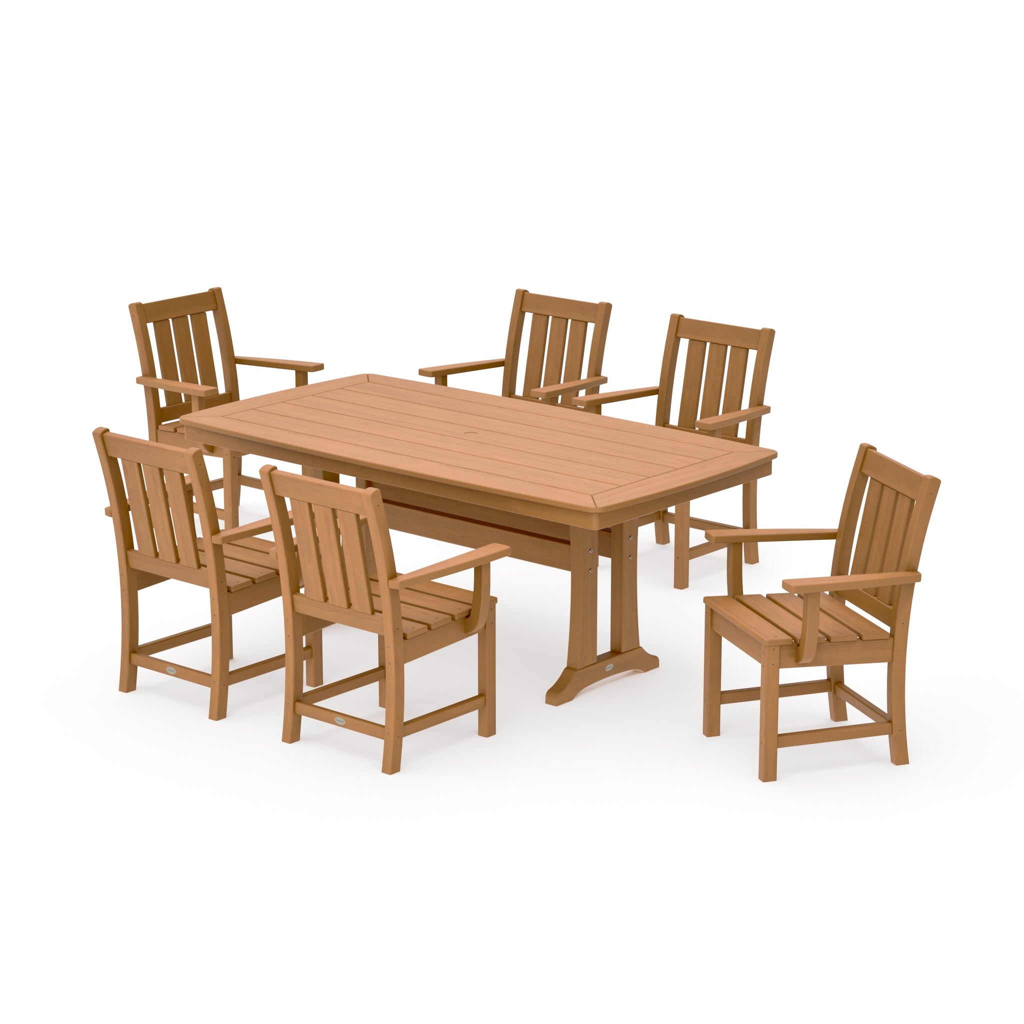 Oxford Arm Chair 7-Piece Dining Set with Trestle Legs