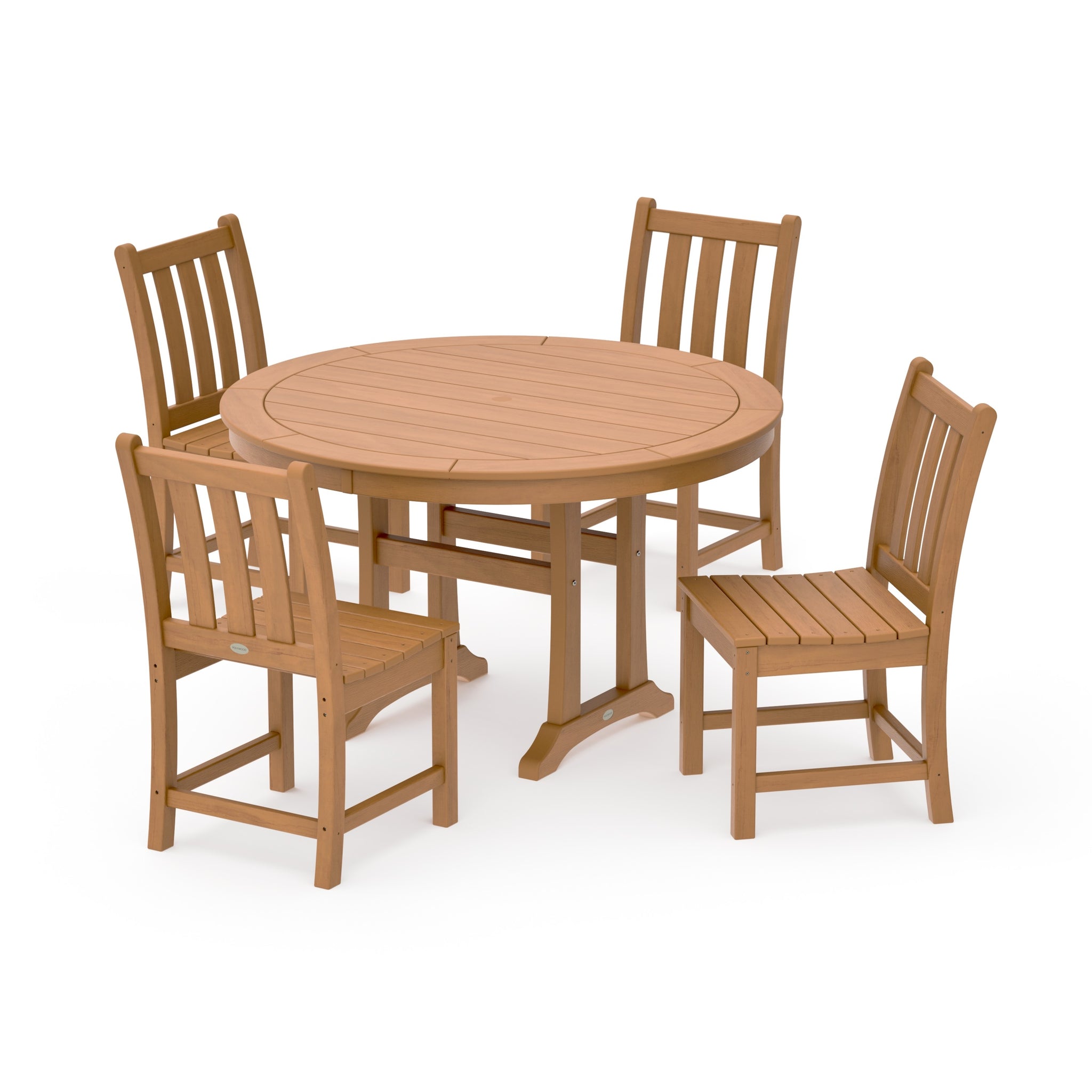 Traditional Garden Side Chair 5-Piece Round Dining Set With Trestle Legs