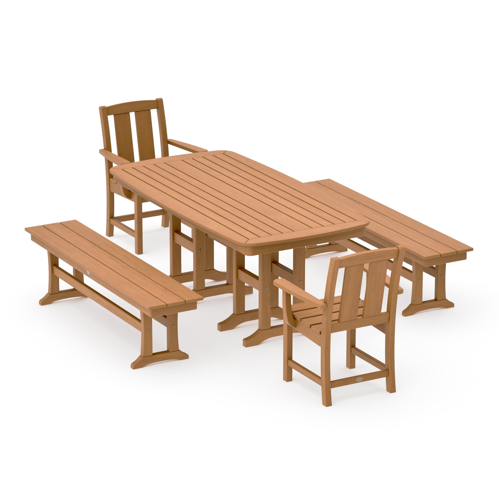Mission 5-Piece Dining Set with Benches