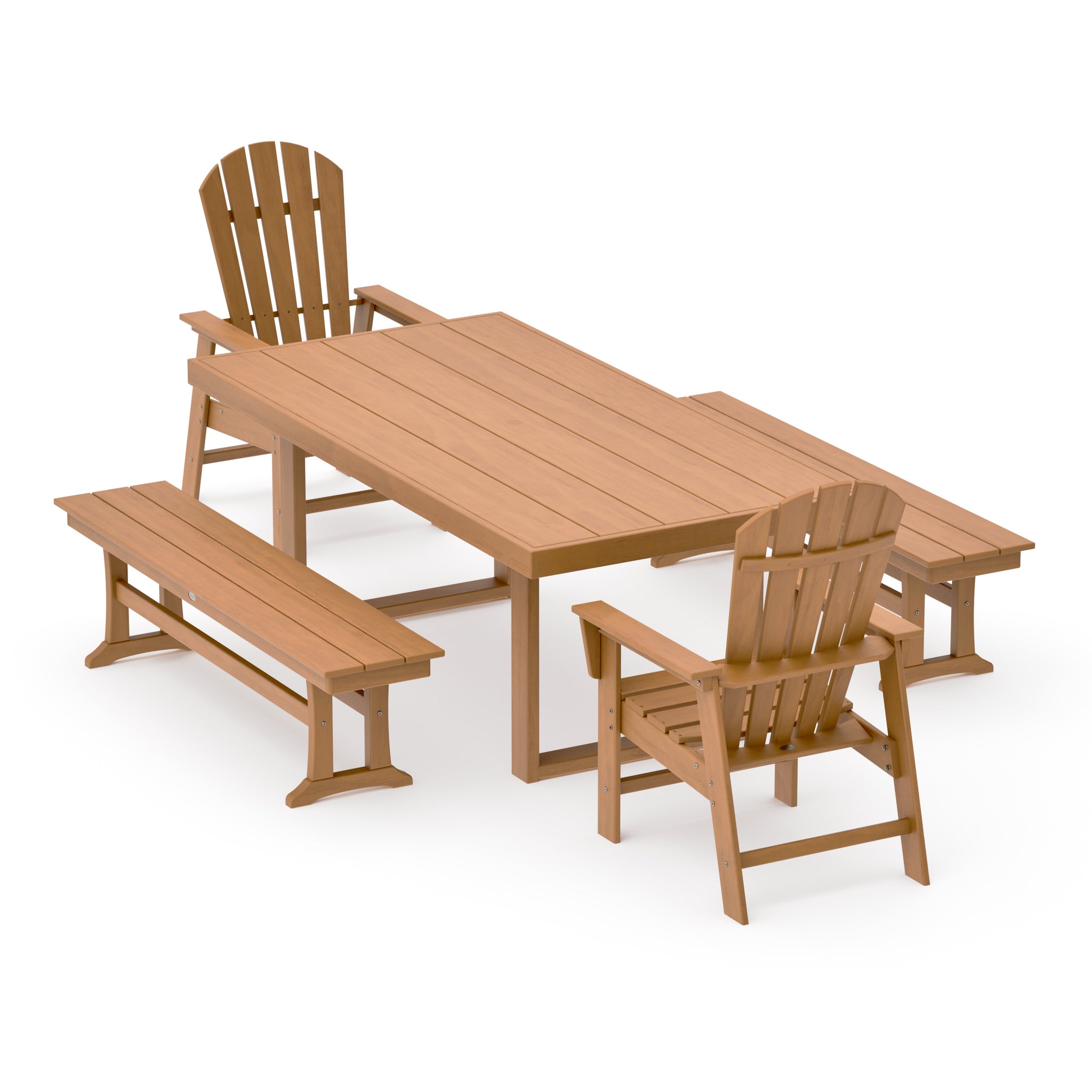South Beach 5-Piece Dining Set with Benches
