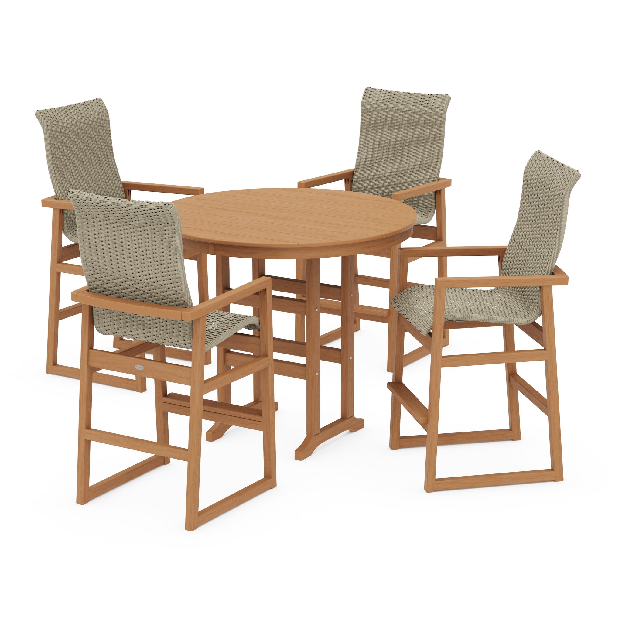 EDGE Woven Highback 5-Piece Round Farmhouse Bar Set