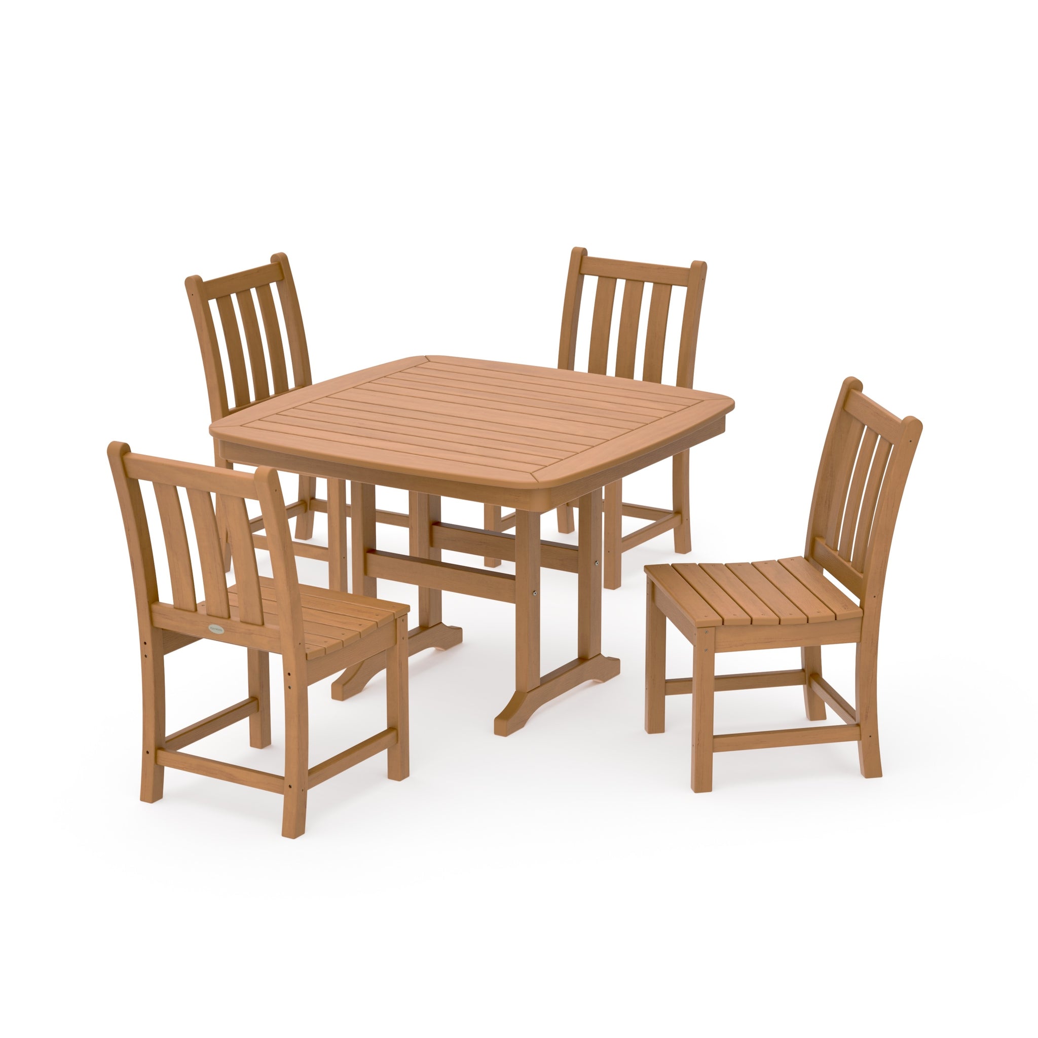 Traditional Garden Side Chair 5-Piece Dining Set with Trestle Legs