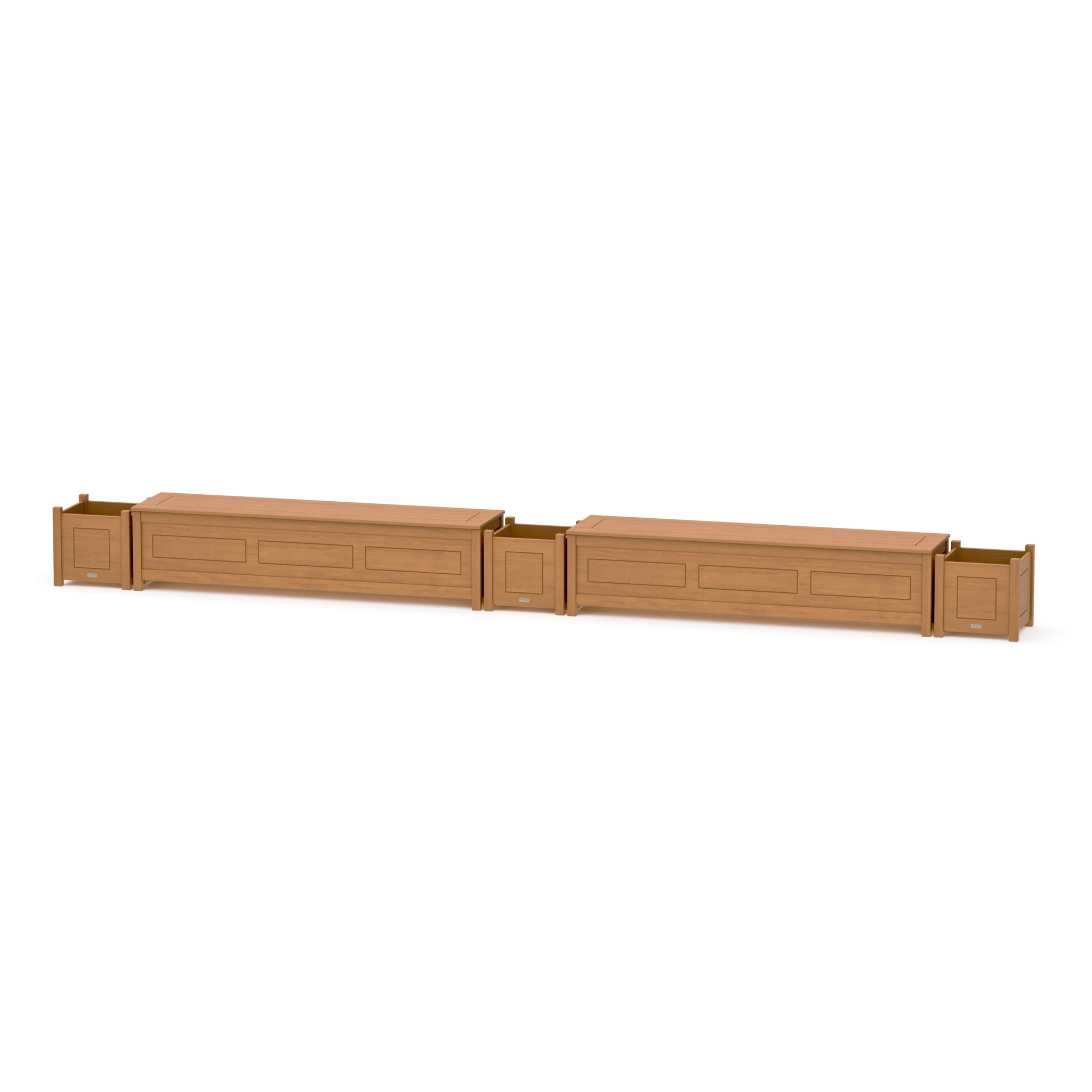 72" Country Living Straight Double Planter Storage Bench Set