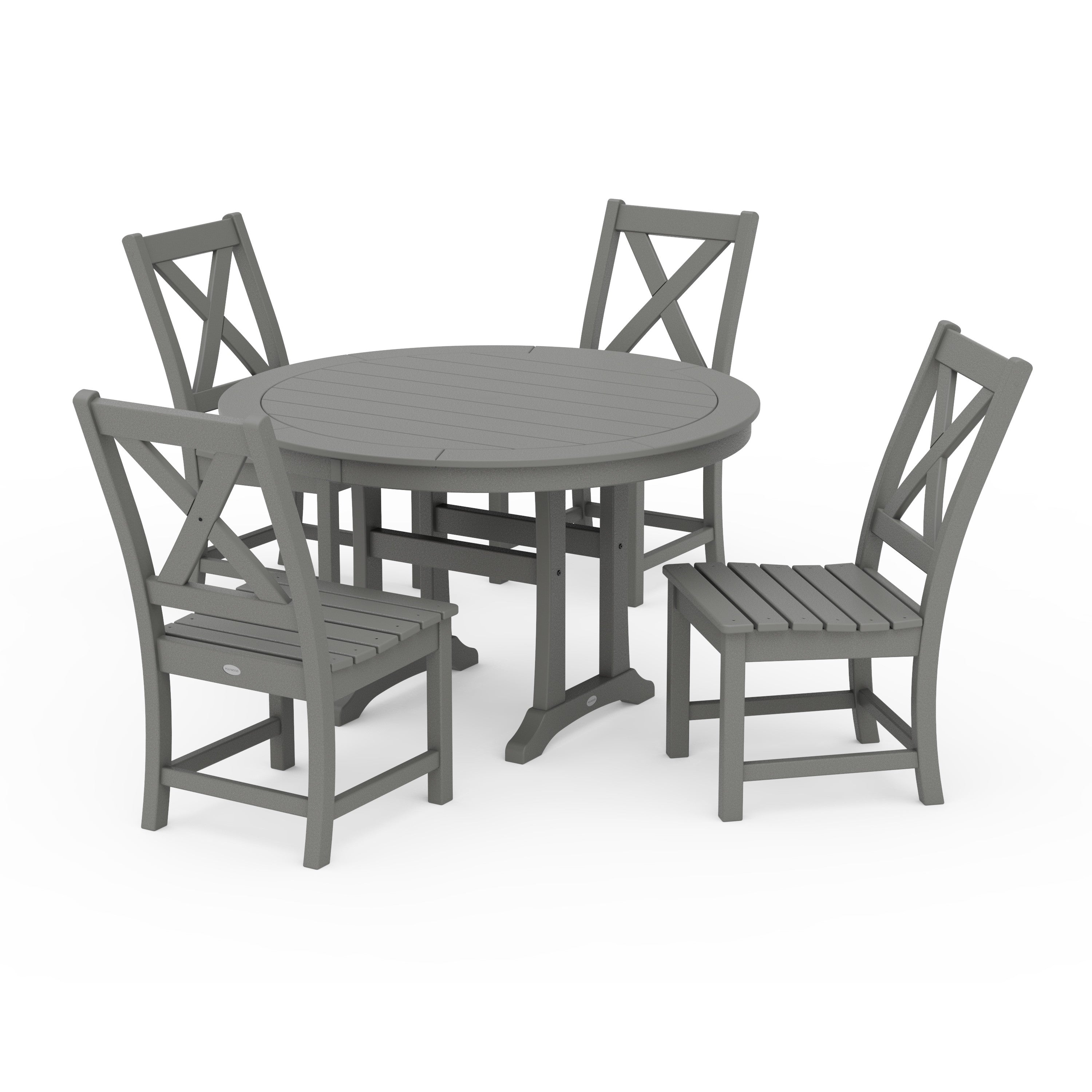 Braxton Side Chair 5-Piece Round Dining Set With Trestle Legs