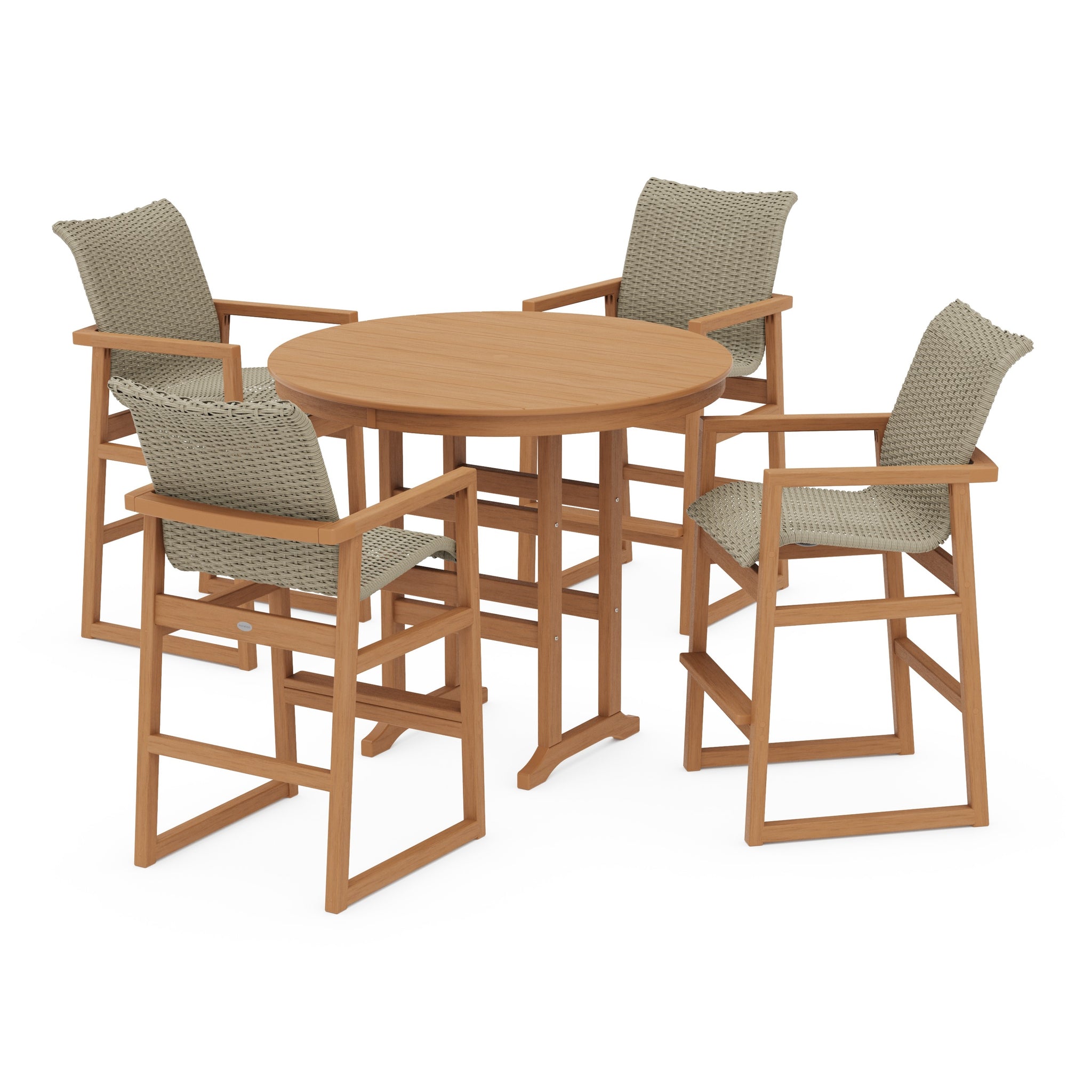 EDGE Woven 5-Piece Round Farmhouse Bar Set