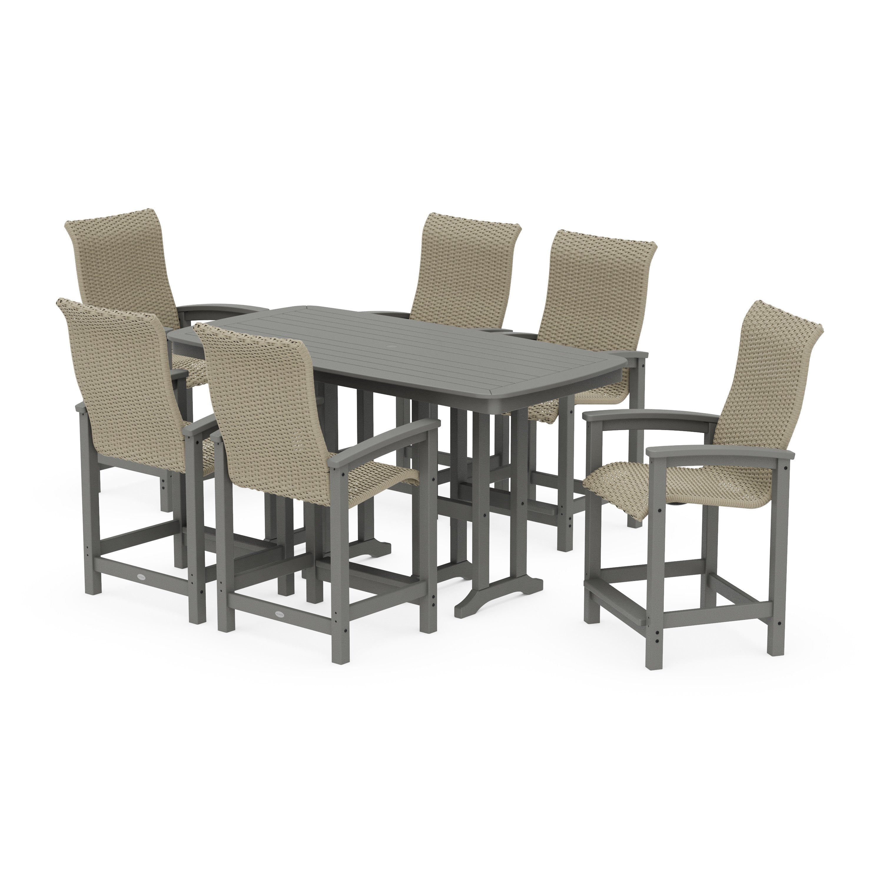 Coastal Woven High-Back Arm Chair 7-Piece Counter Set