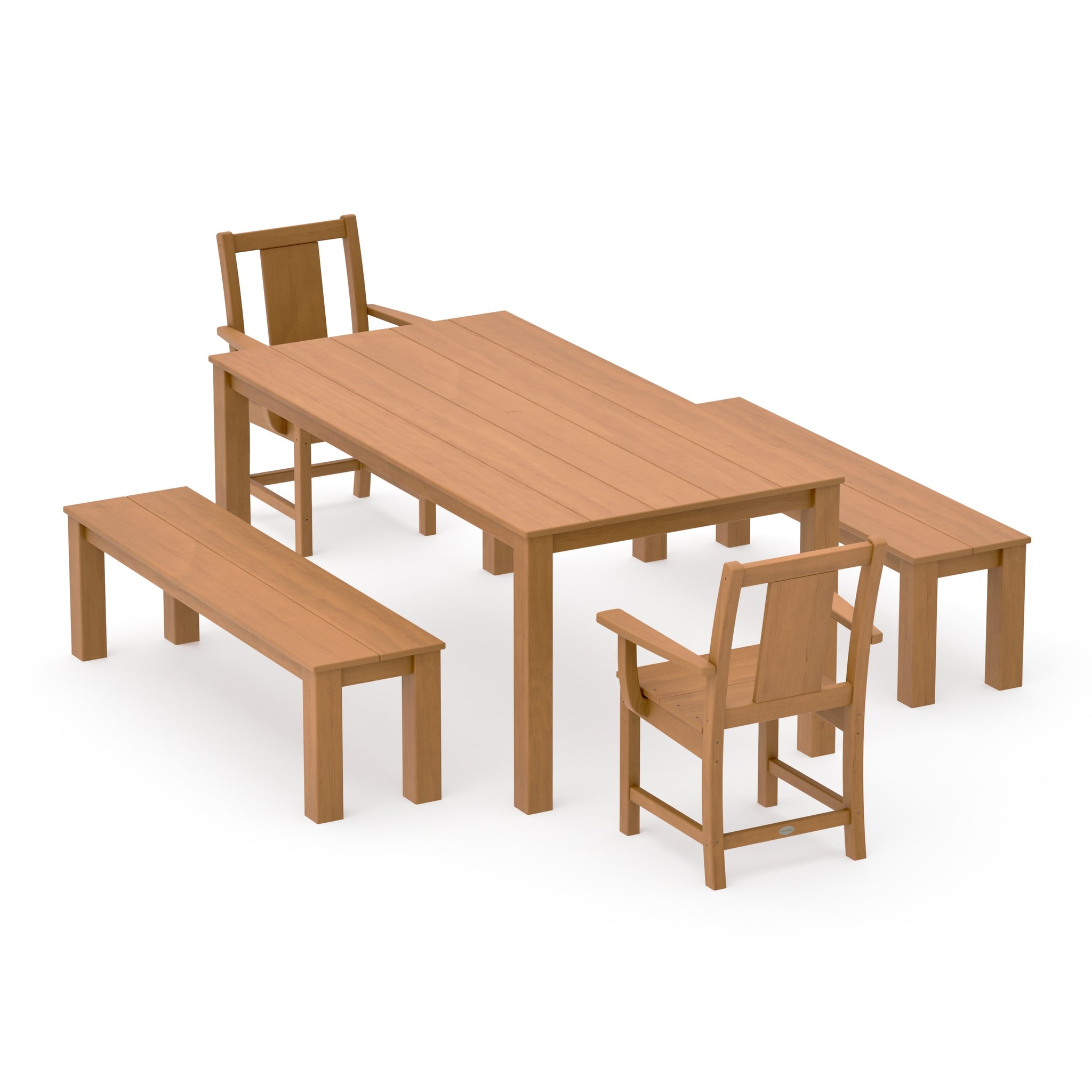 Prairie 5-Piece Parsons Dining Set with Benches
