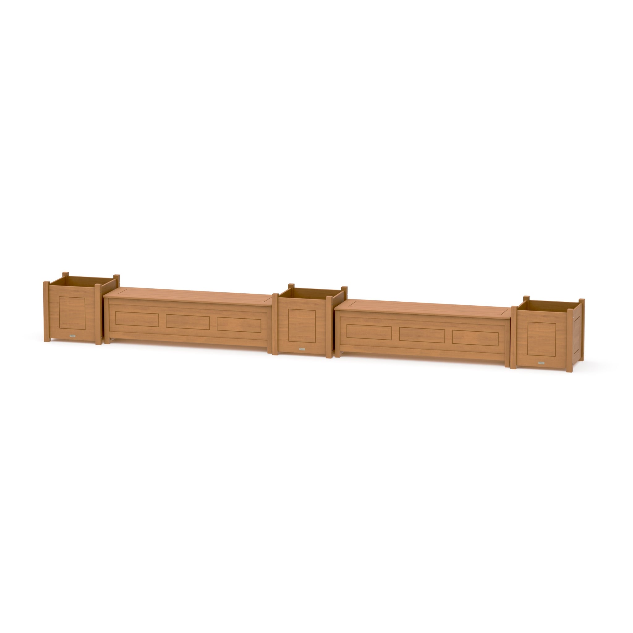 60" Country Living Straight Double Planter Storage Bench Set- Large