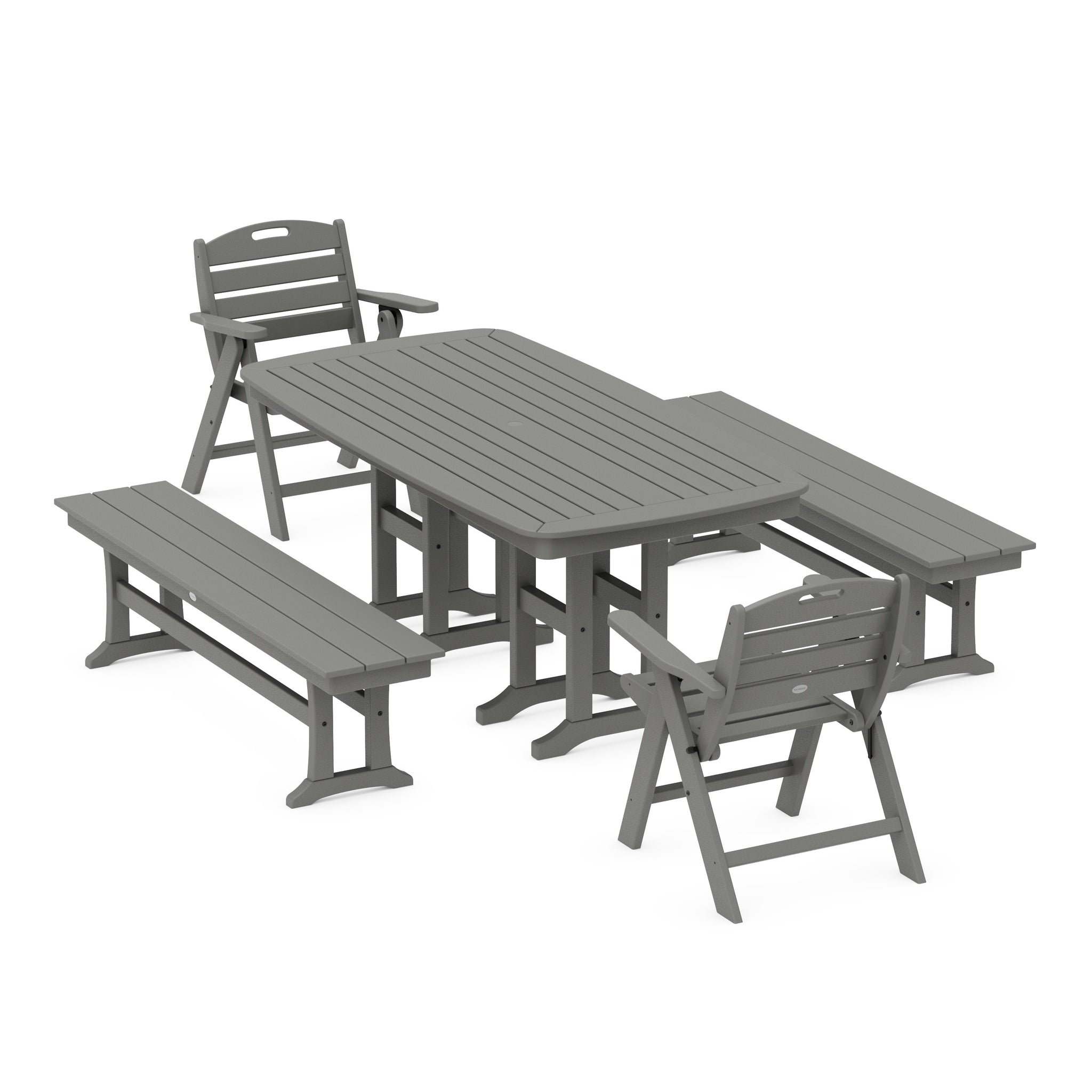 Nautical Lowback 5-Piece Dining Set with Benches