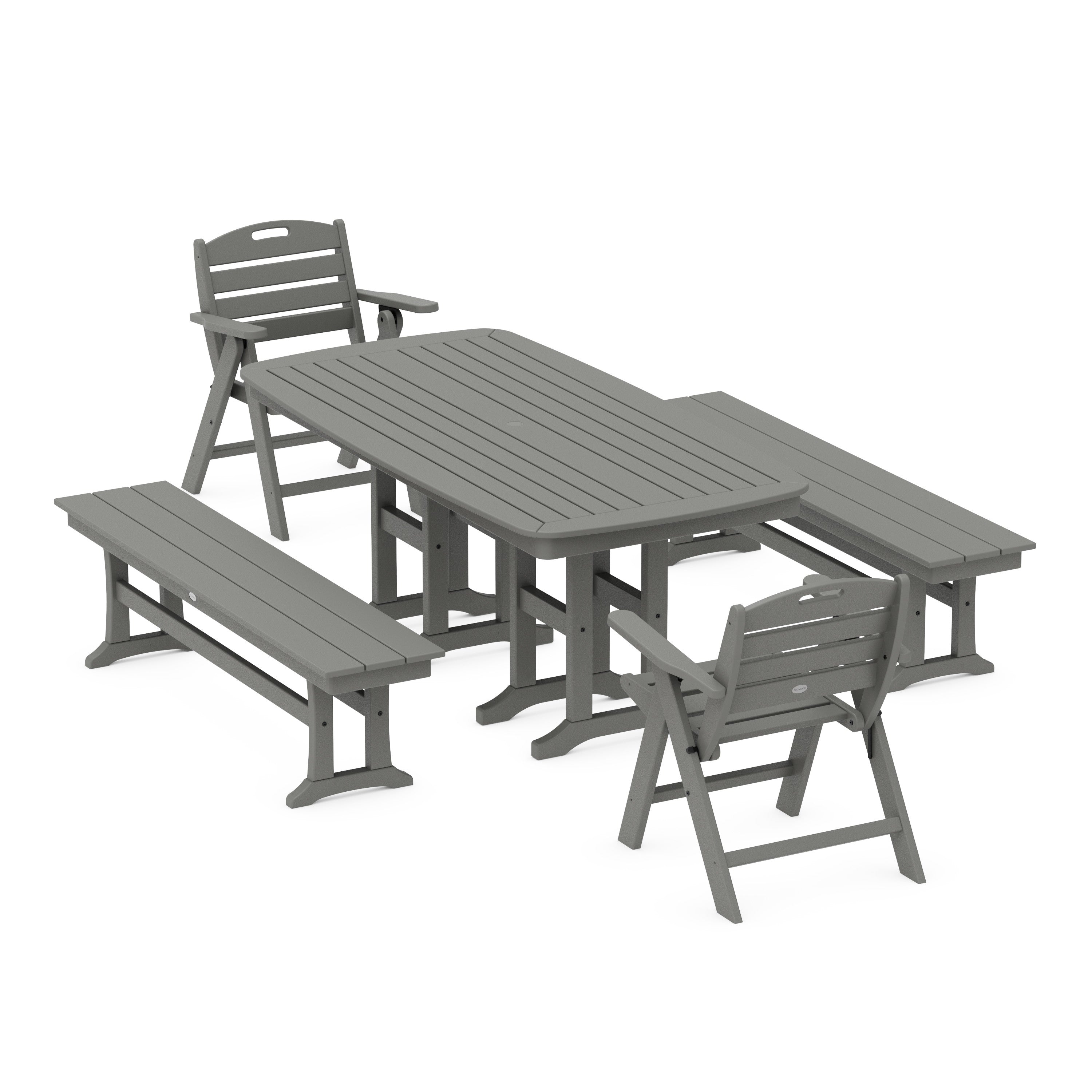 Nautical Lowback 5-Piece Dining Set with Benches