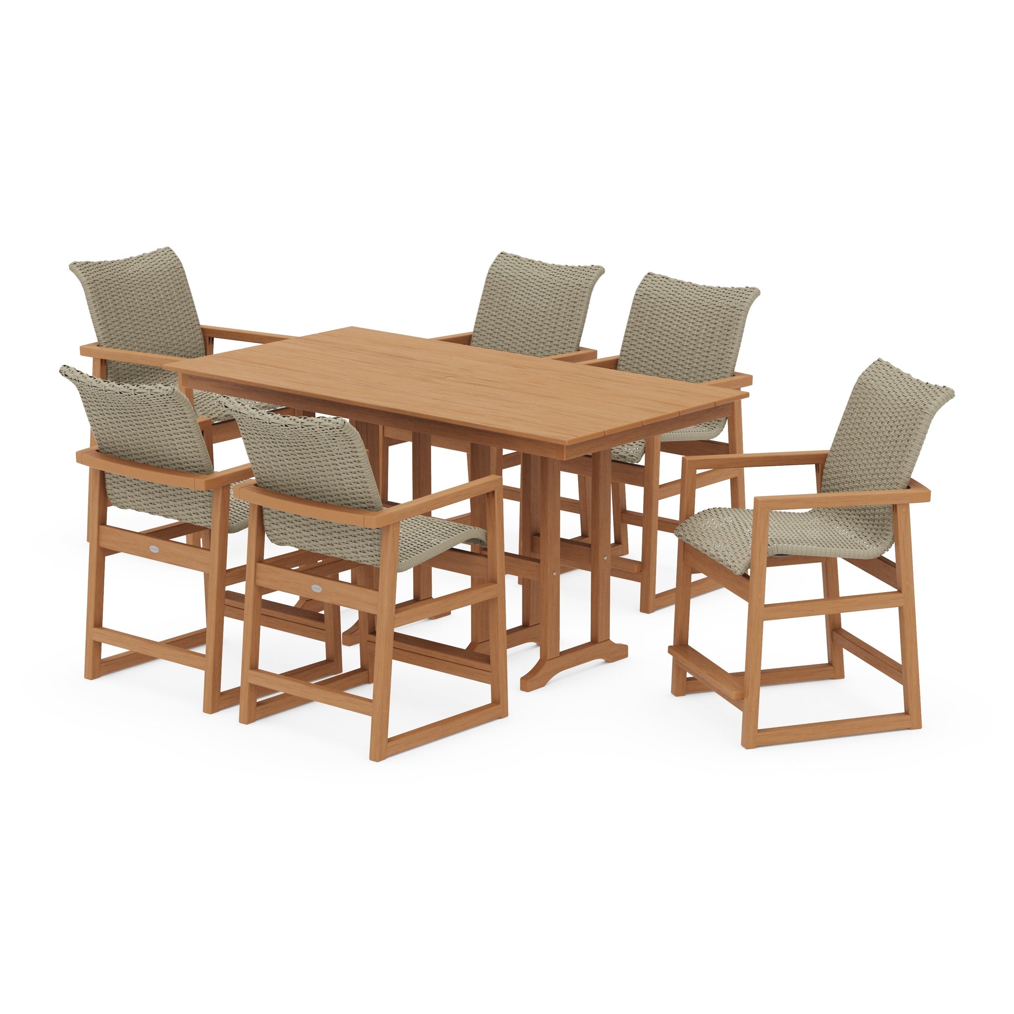 EDGE Woven Arm Chair 7-Piece Farmhouse Counter Set
