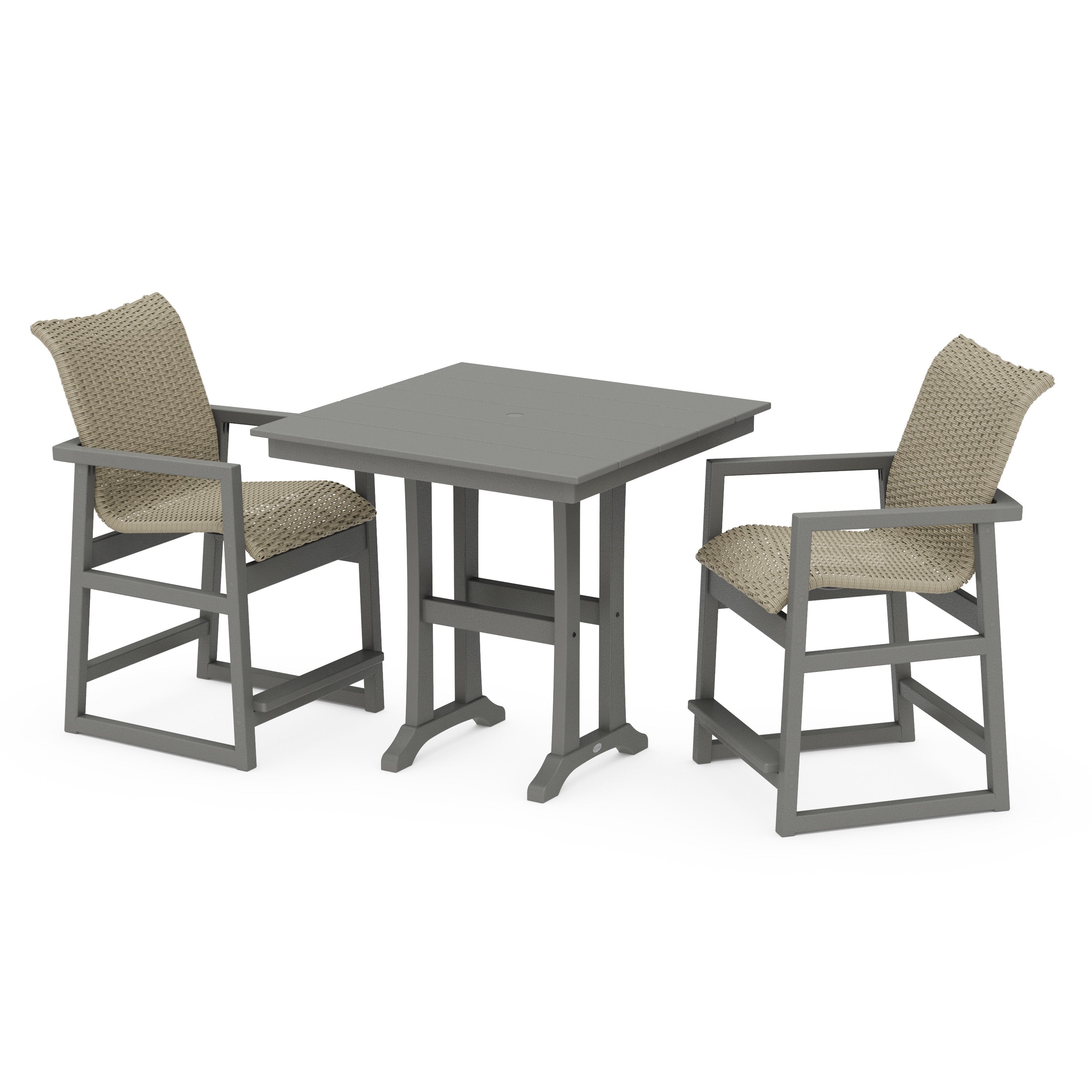 EDGE Woven 3-Piece Farmhouse Counter Set with Trestle Legs