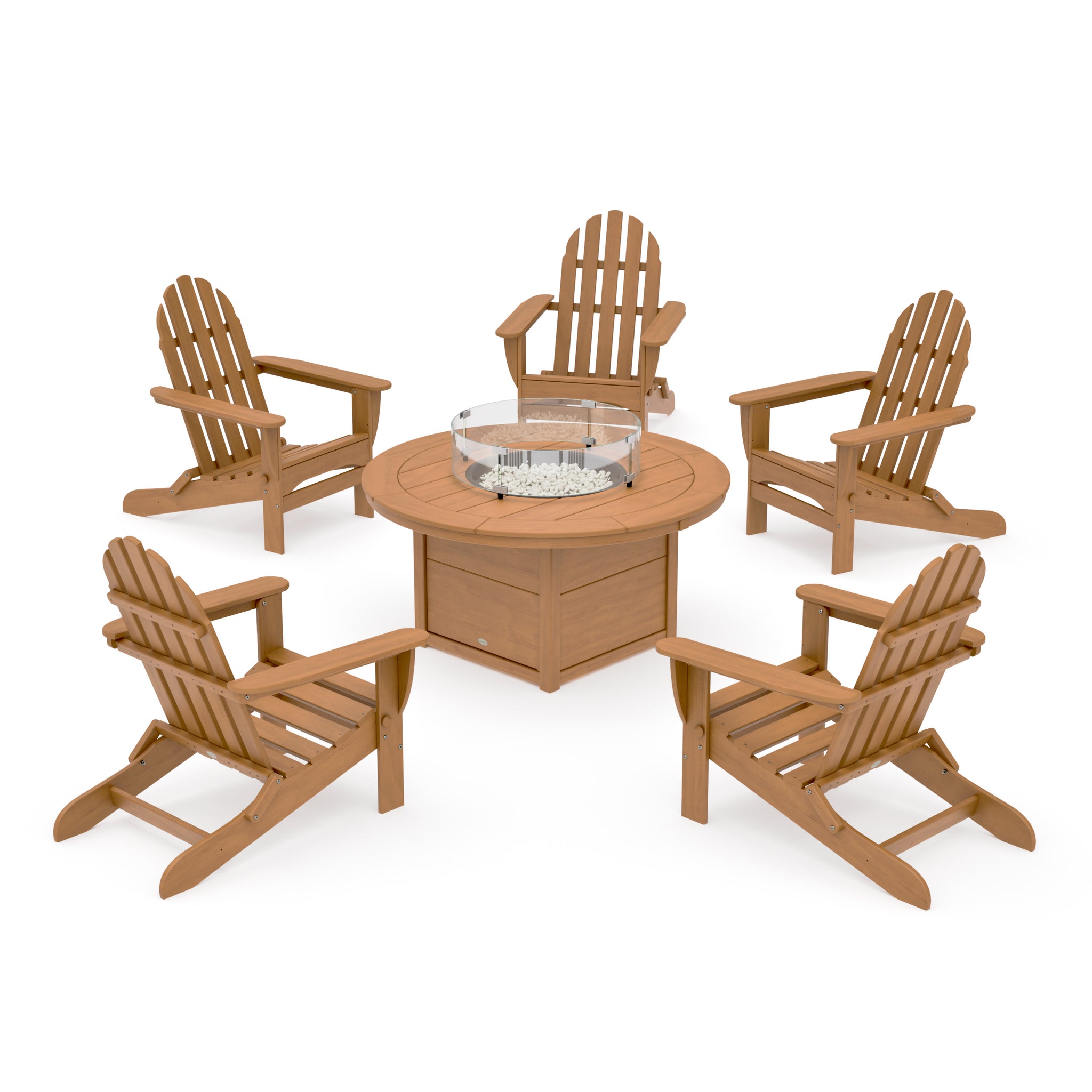Classic Folding Adirondack 6-Piece Conversation Set with Fire Pit Table