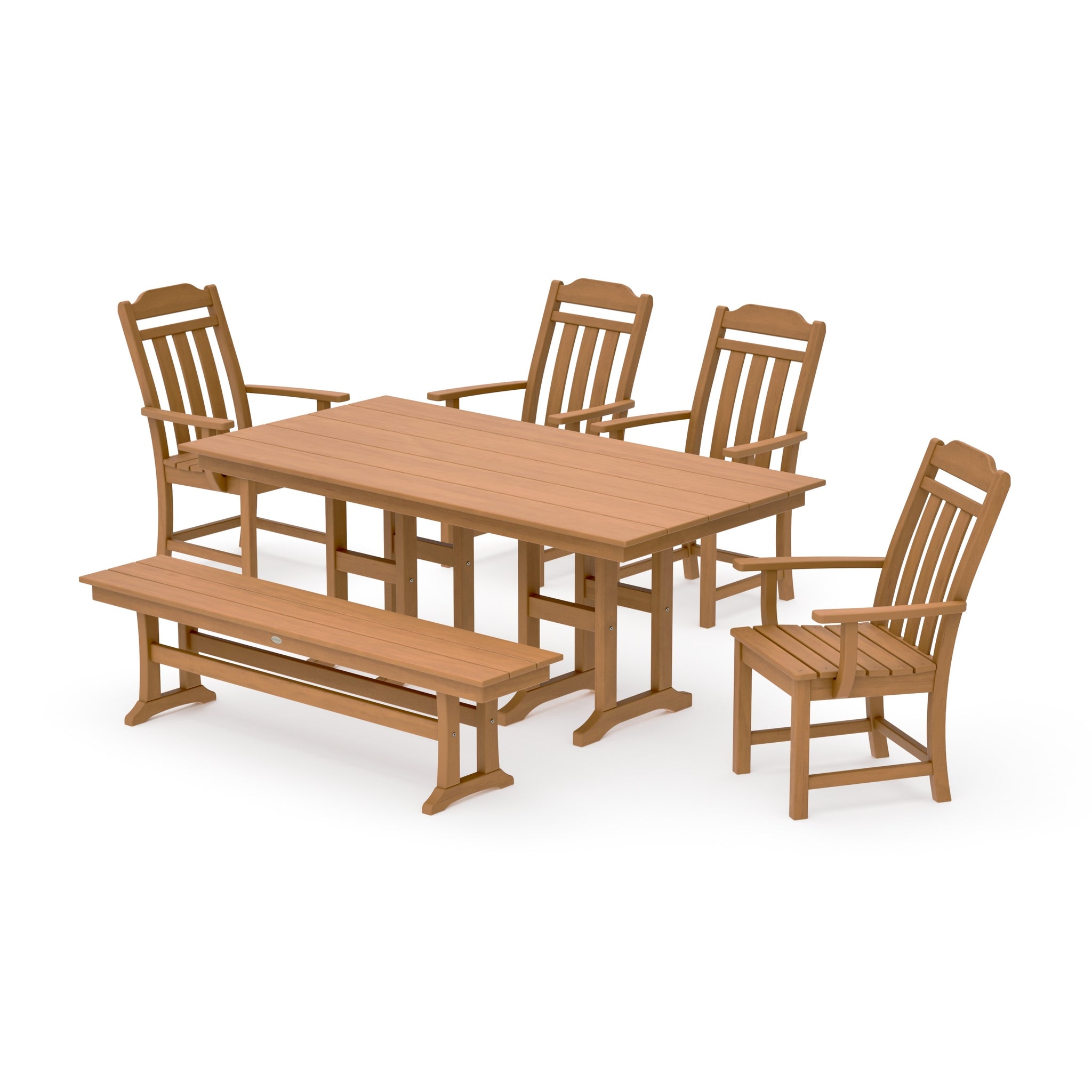 Cottage 6-Piece Farmhouse Dining Set with Bench