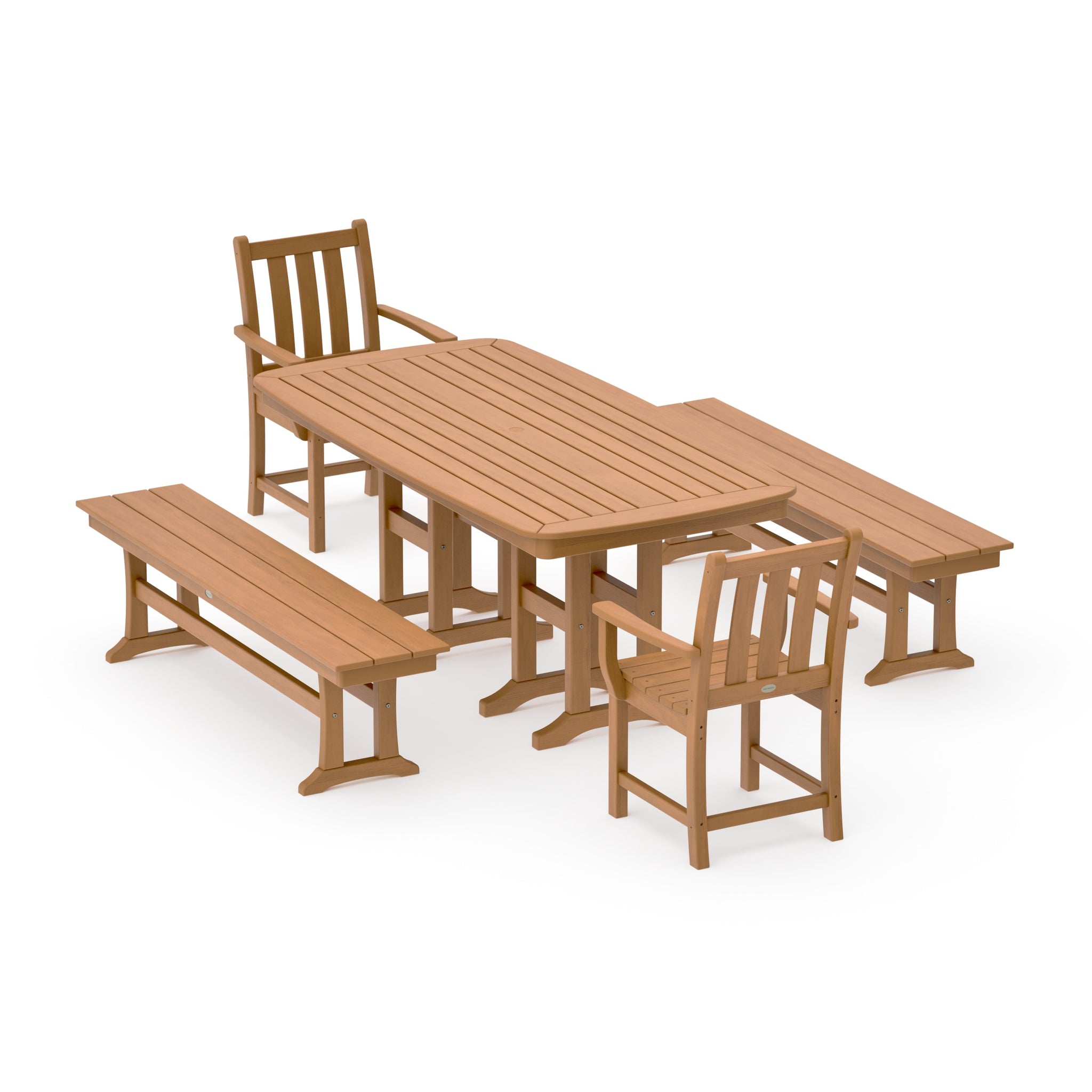Traditional Garden 5-Piece Dining Set with Benches