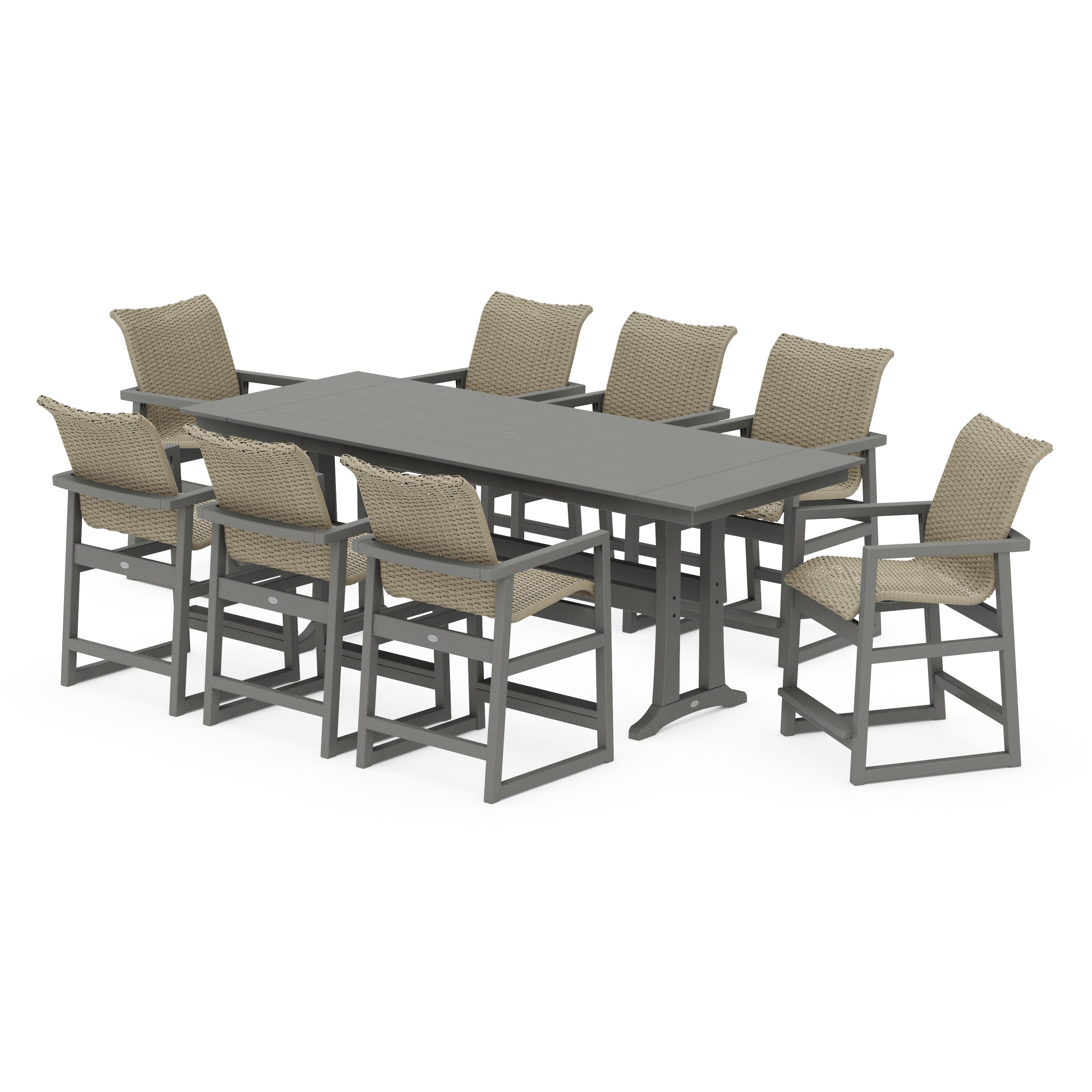 EDGE Woven 9-Piece Farmhouse Counter Set with Trestle Legs