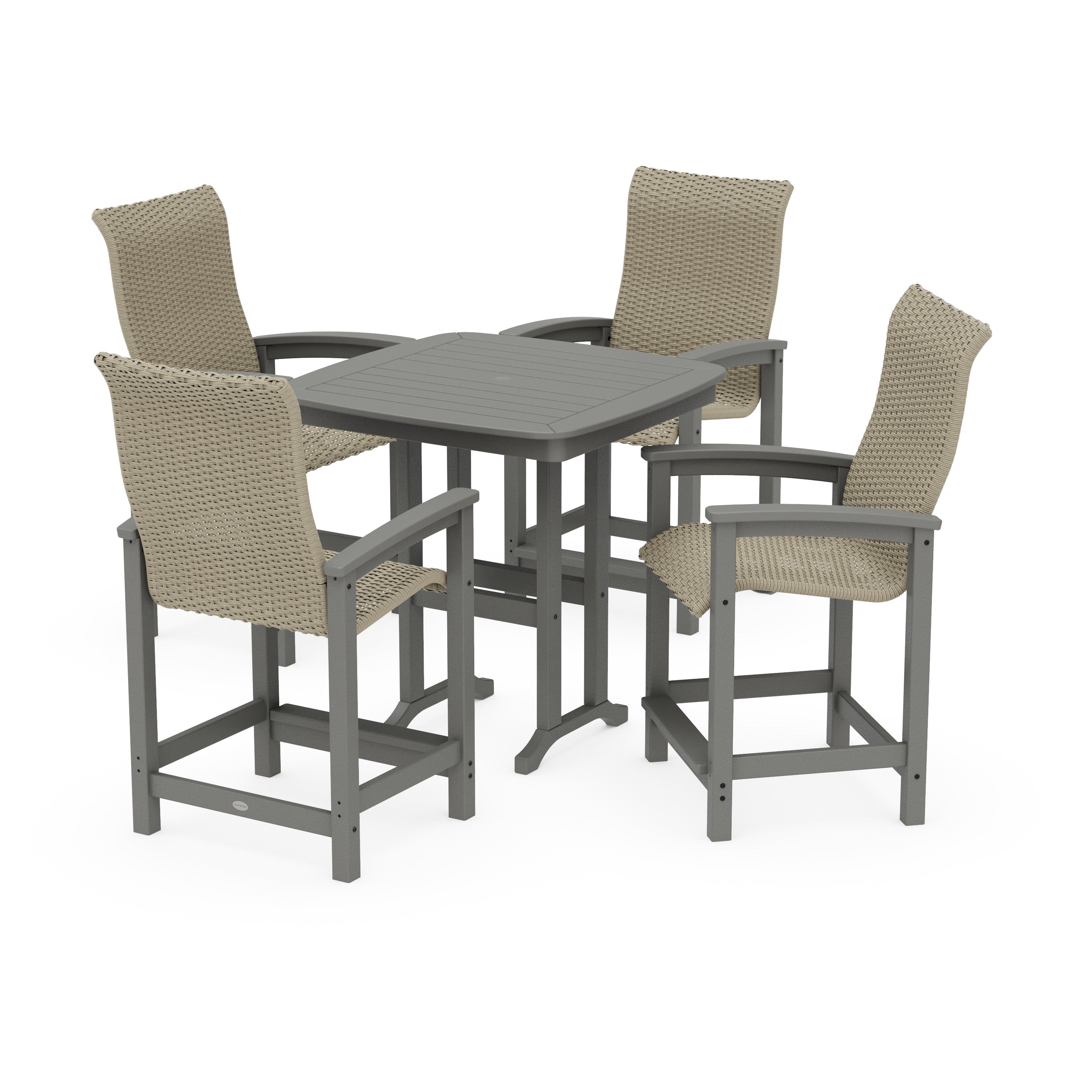 Coastal Woven High-Back 5-Piece Counter Set