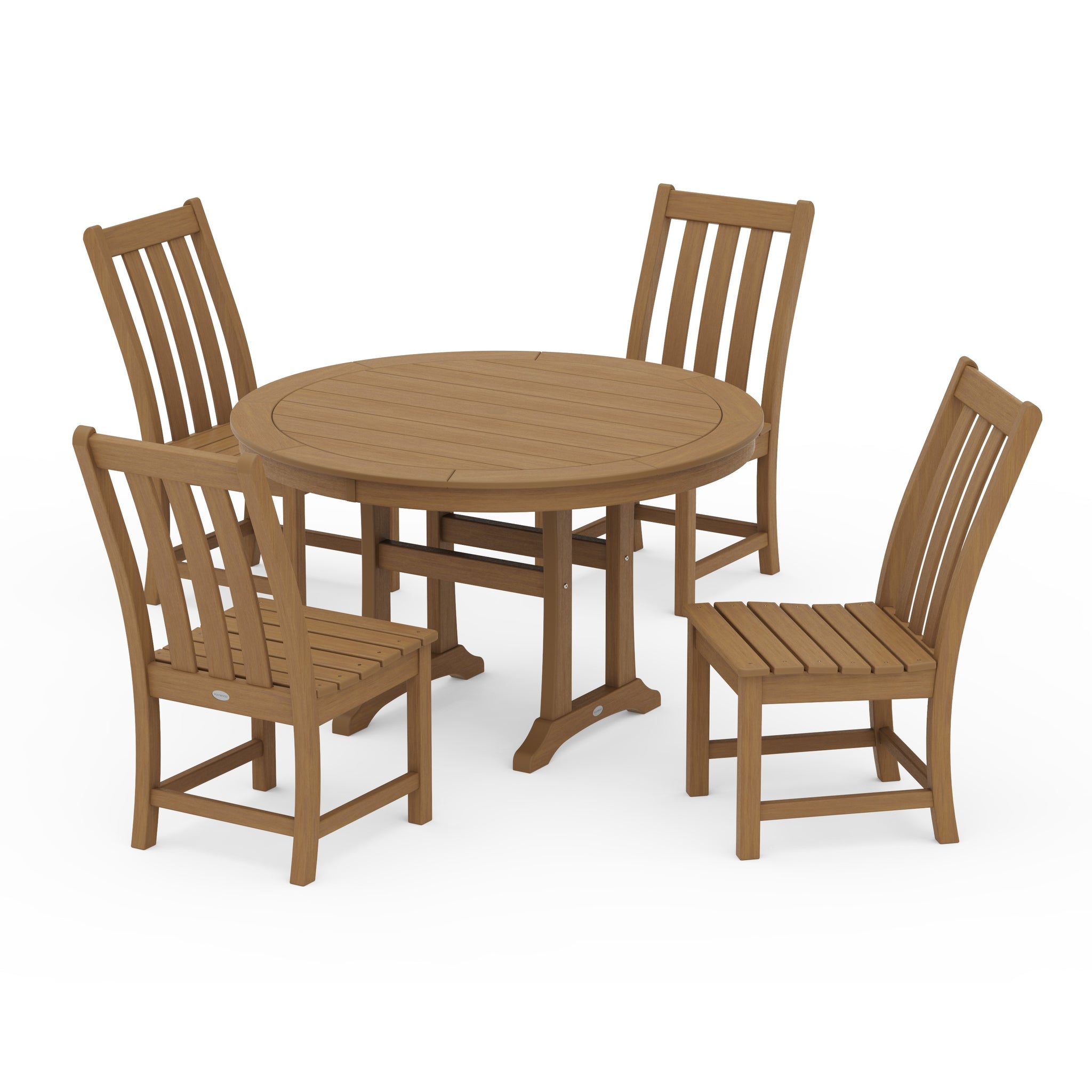 Vineyard Side Chair 5-Piece Round Dining Set With Trestle Legs