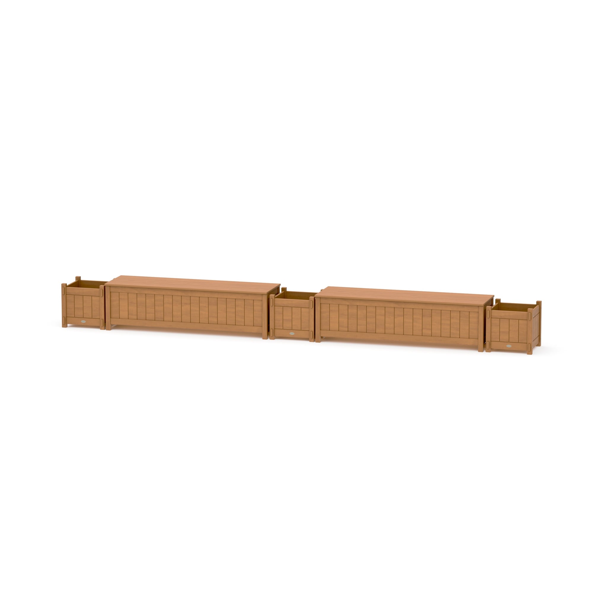60" Vineyard Straight Double Planter Storage Bench Set