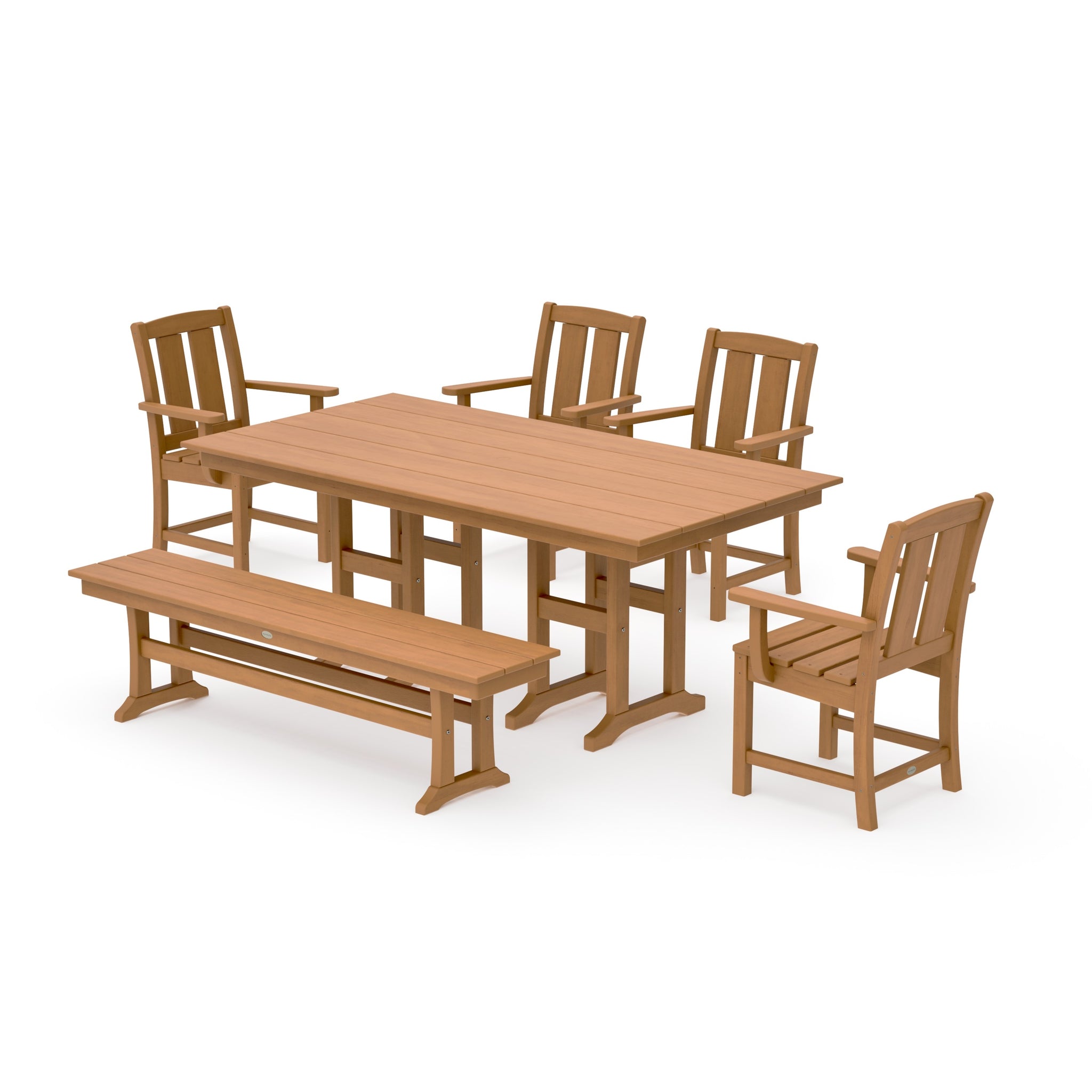 Mission 6-Piece Farmhouse Dining Set with Bench