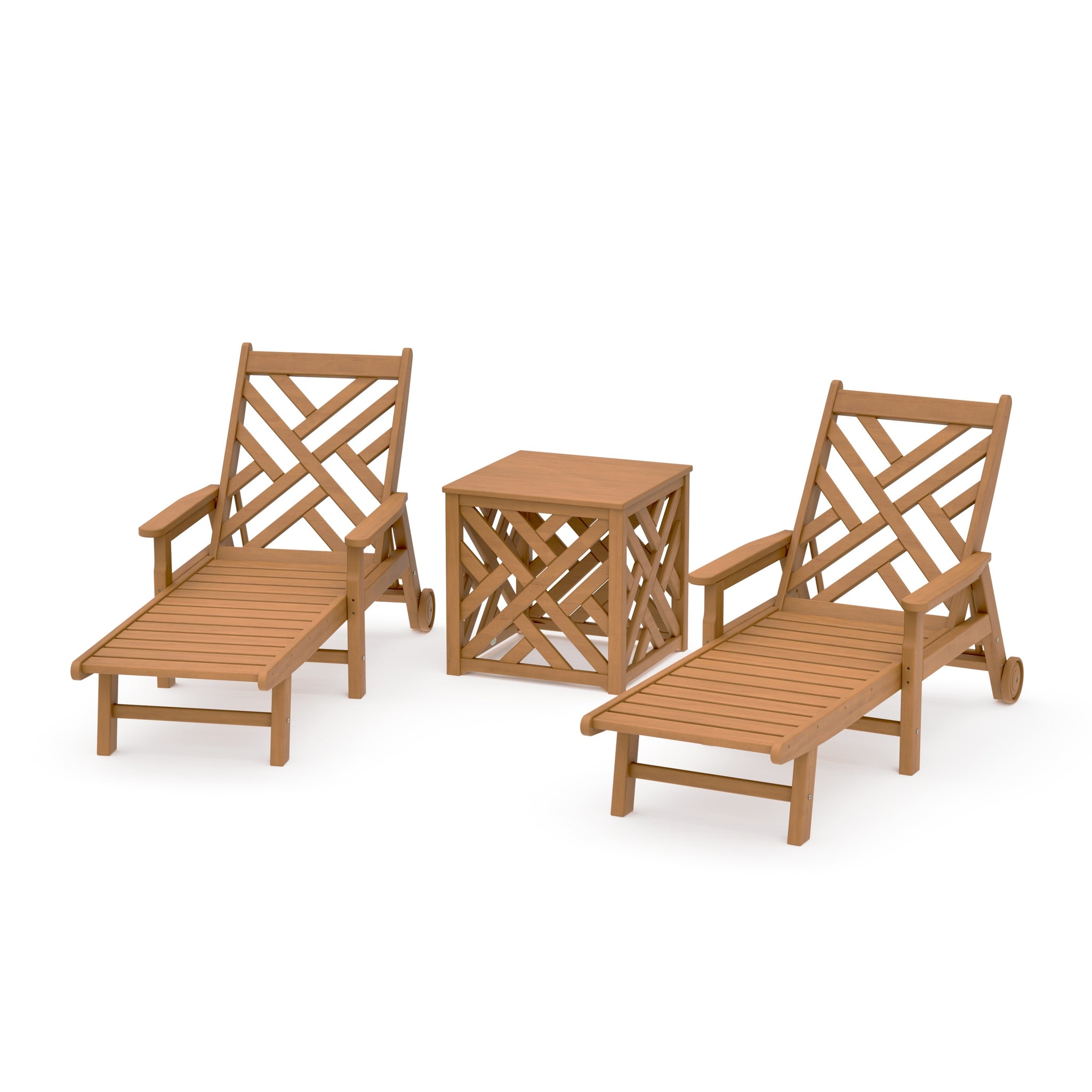 Chippendale 3-Piece Chaise Set with Umbrella Stand Accent Table