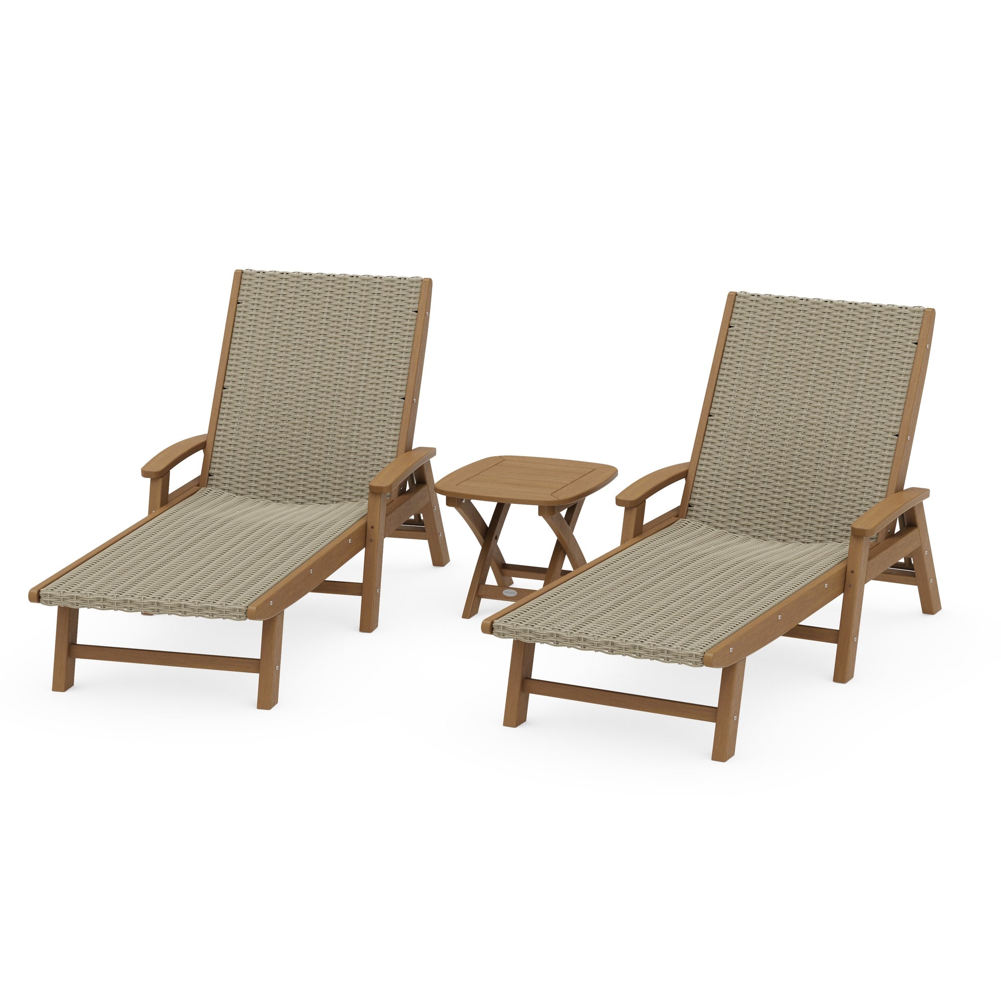 3 - Piece Coastal Woven Chaise with Arms Chaise Lounge Set