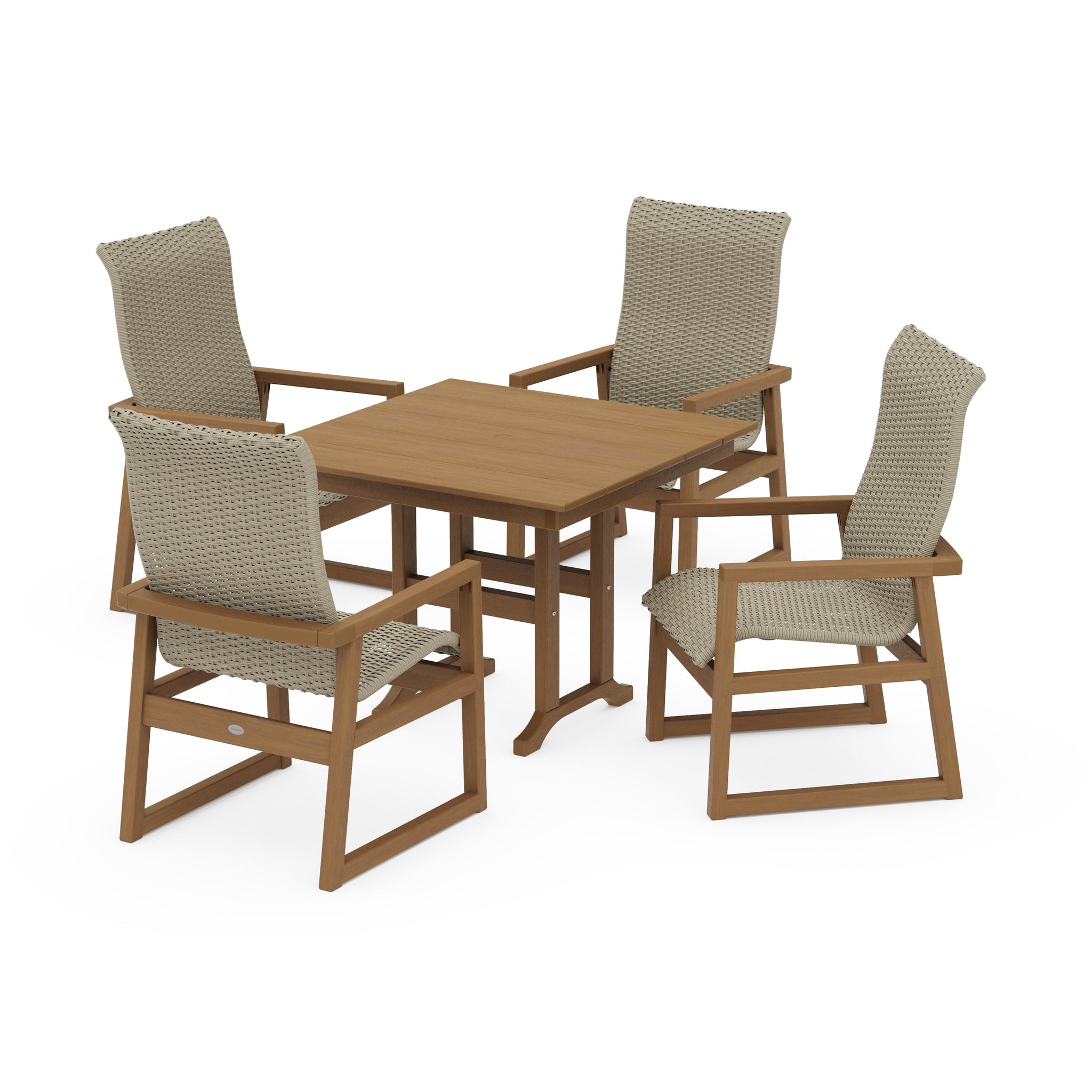 EDGE Woven Highback 5-Piece Farmhouse Dining Set