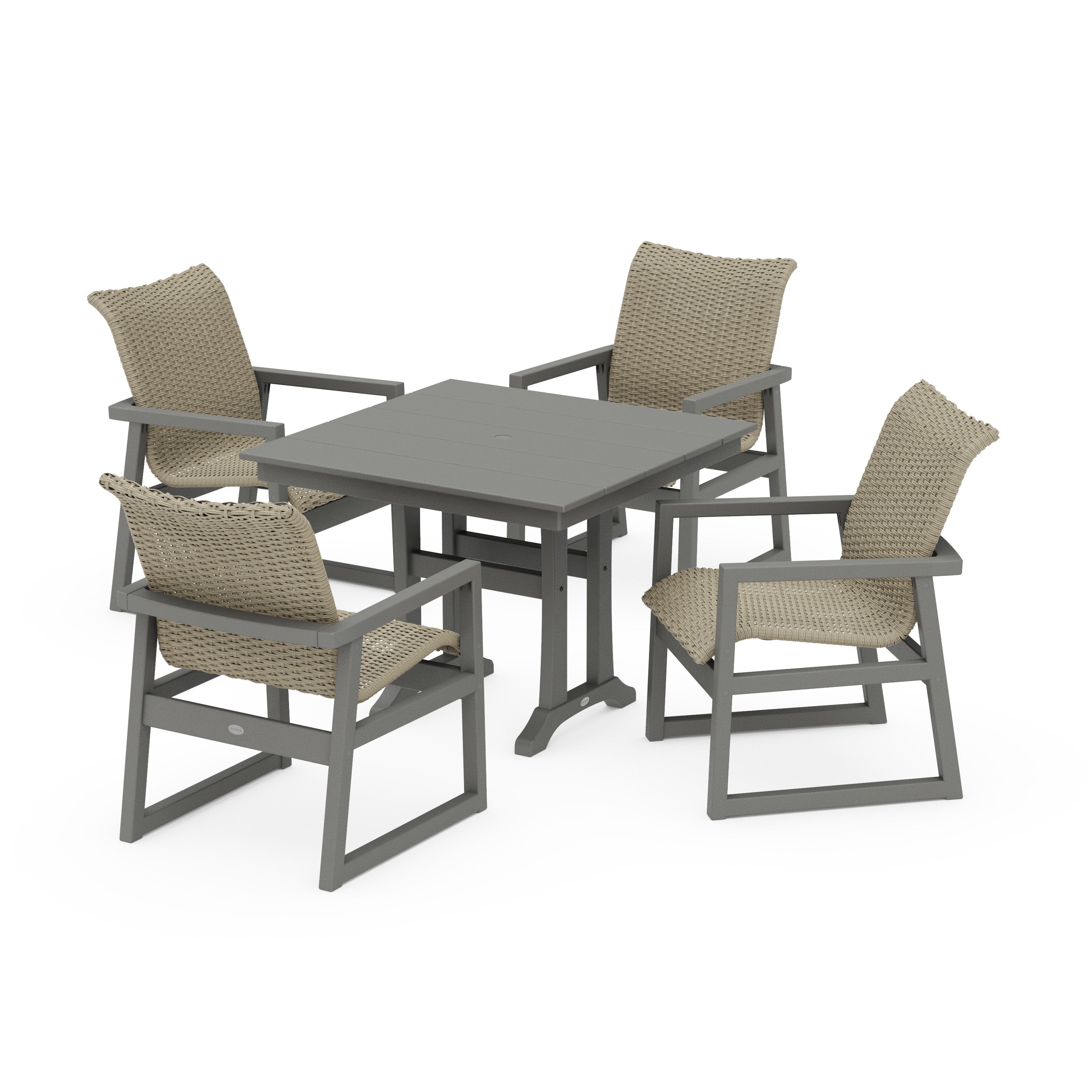 EDGE Woven 5-Piece Farmhouse Dining Set with Trestle Legs
