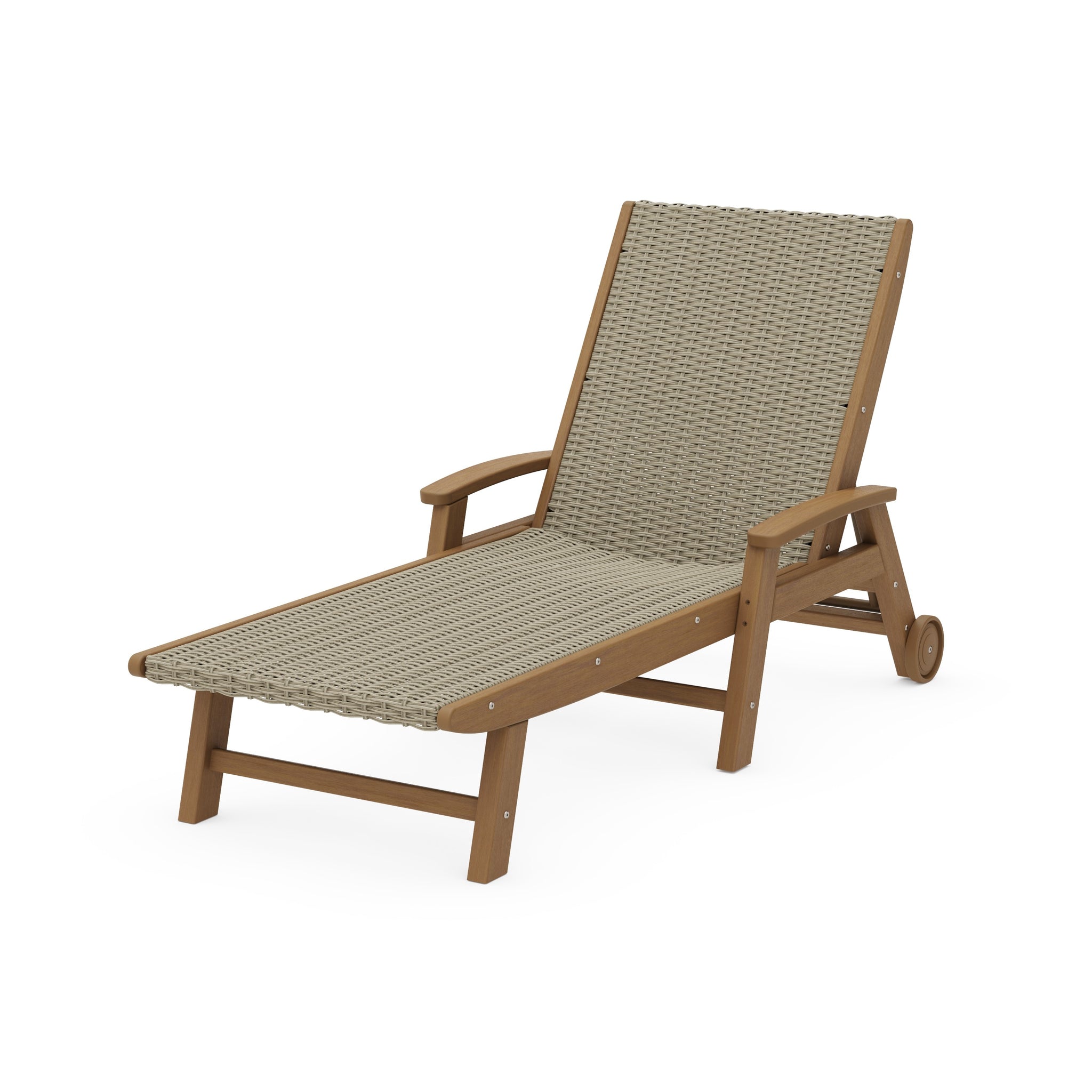 Coastal Woven Chaise with Arms and Wheels