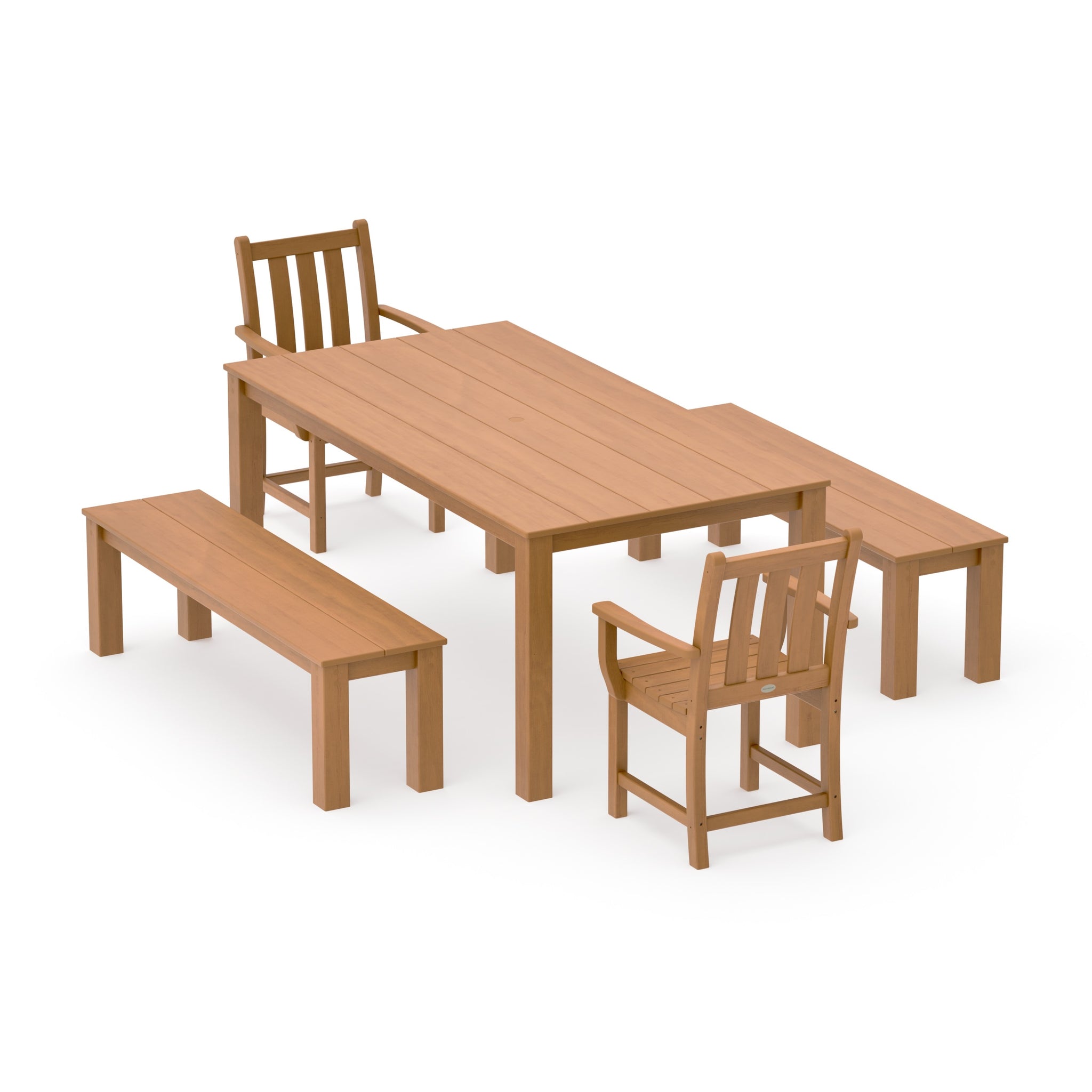Traditional Garden 5-Piece Parsons Dining Set with Benches