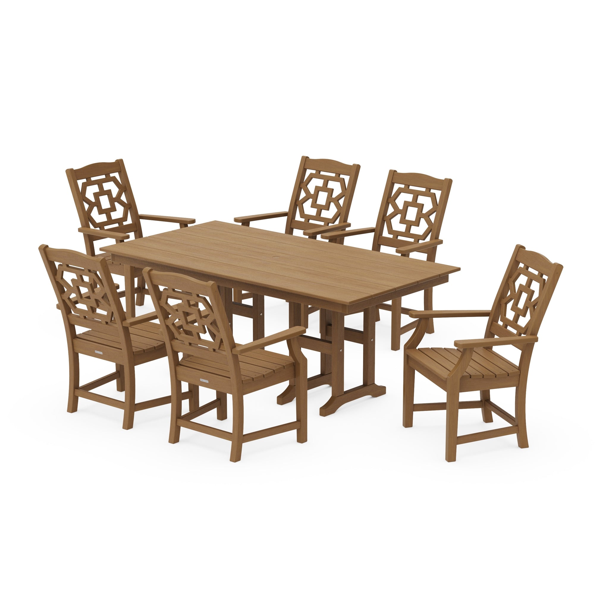 Chinoiserie Arm Chair 7-Piece Farmhouse Dining Set