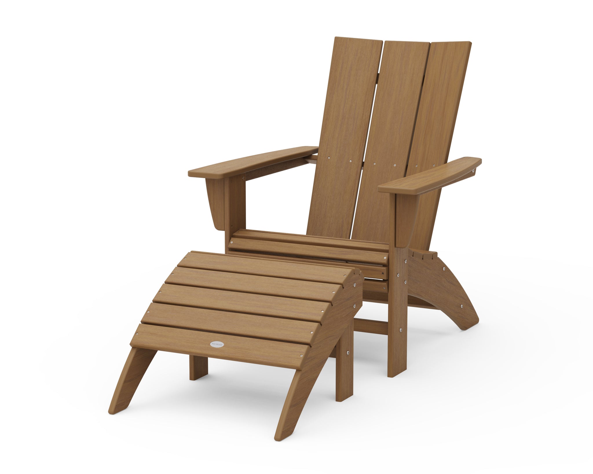 Modern Curveback Adirondack Chair 2-Piece Set with Ottoman