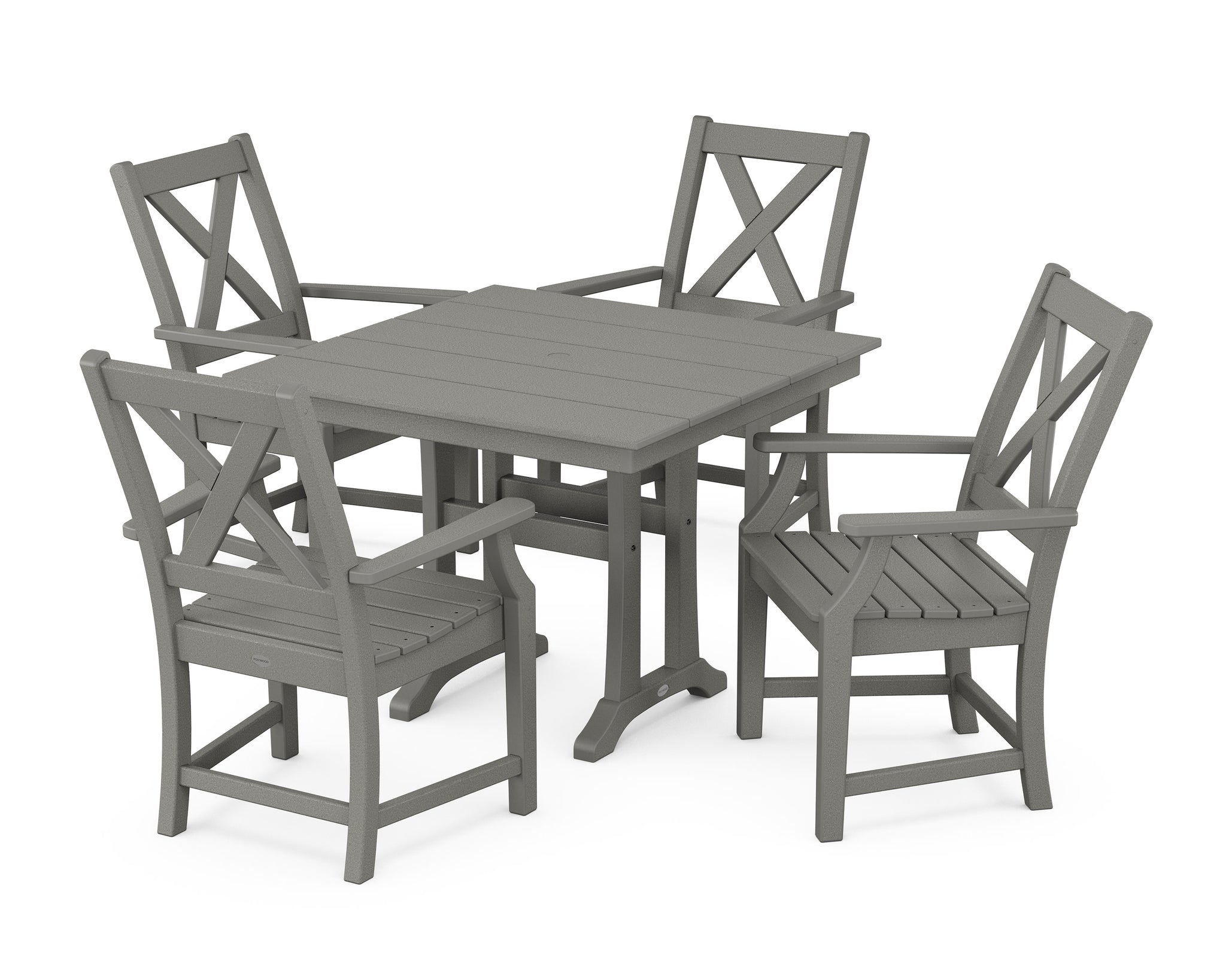 Braxton 5-Piece Farmhouse Dining Set With Trestle Legs
