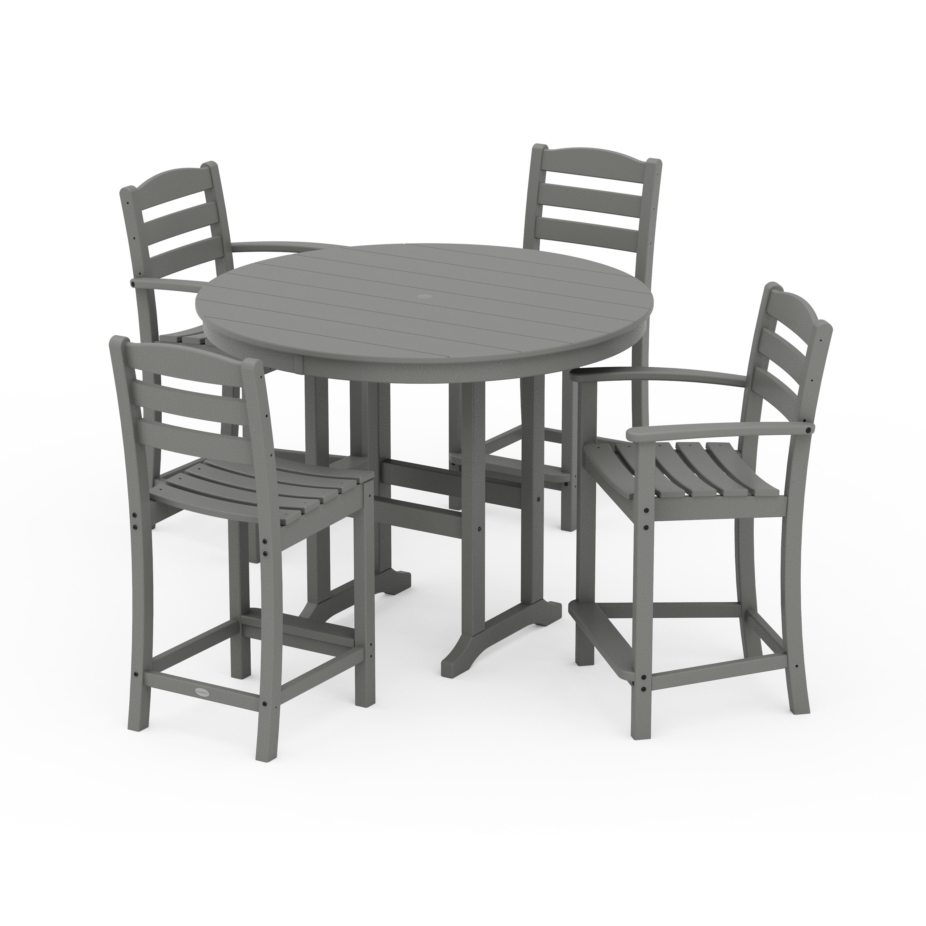La Casa Café 5-Piece Round Farmhouse Counter Dining Set
