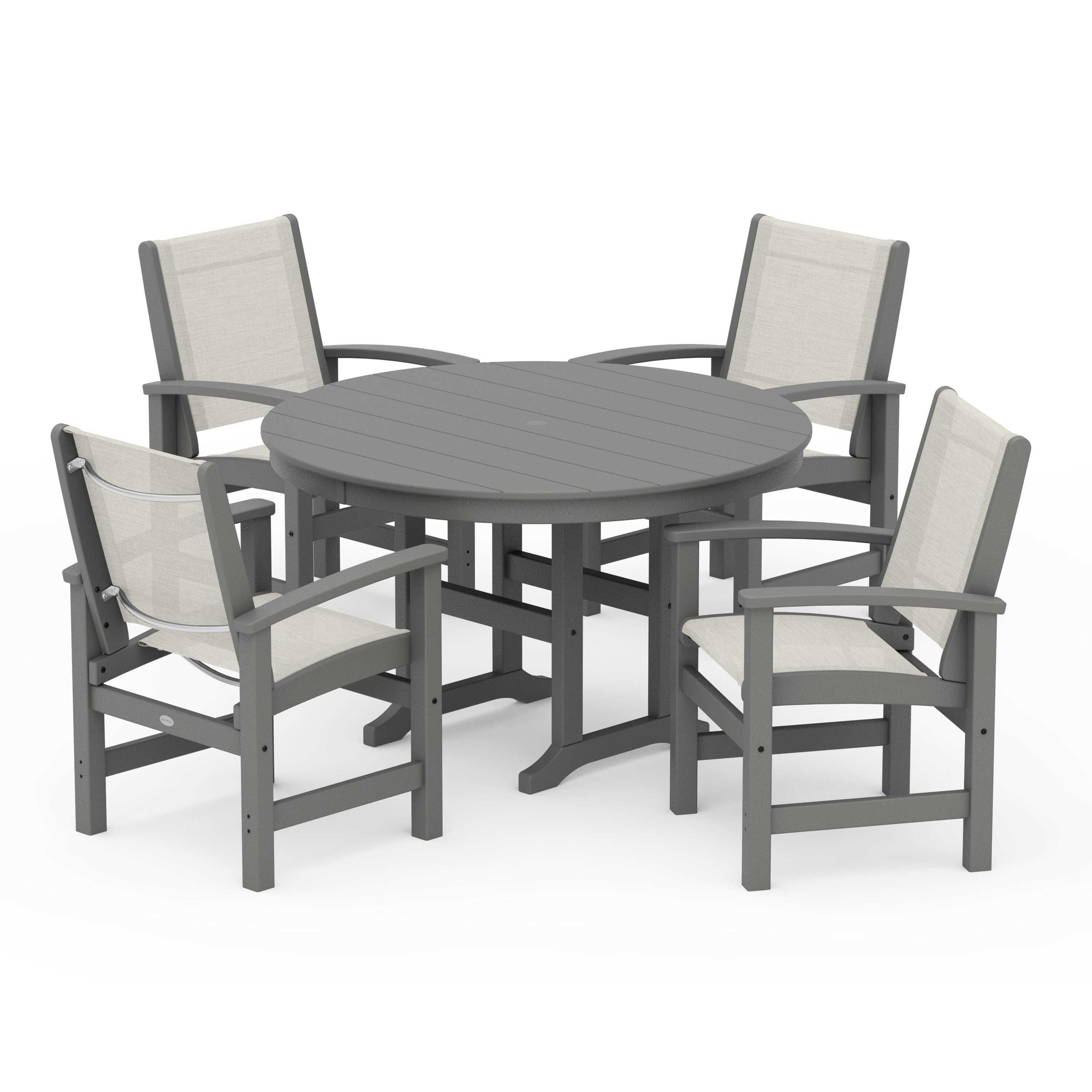 Coastal 5-Piece Round Farmhouse Dining Set