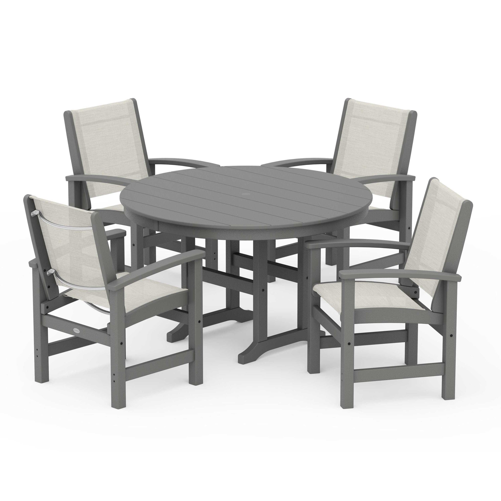 Coastal 5-Piece Round Farmhouse Dining Set