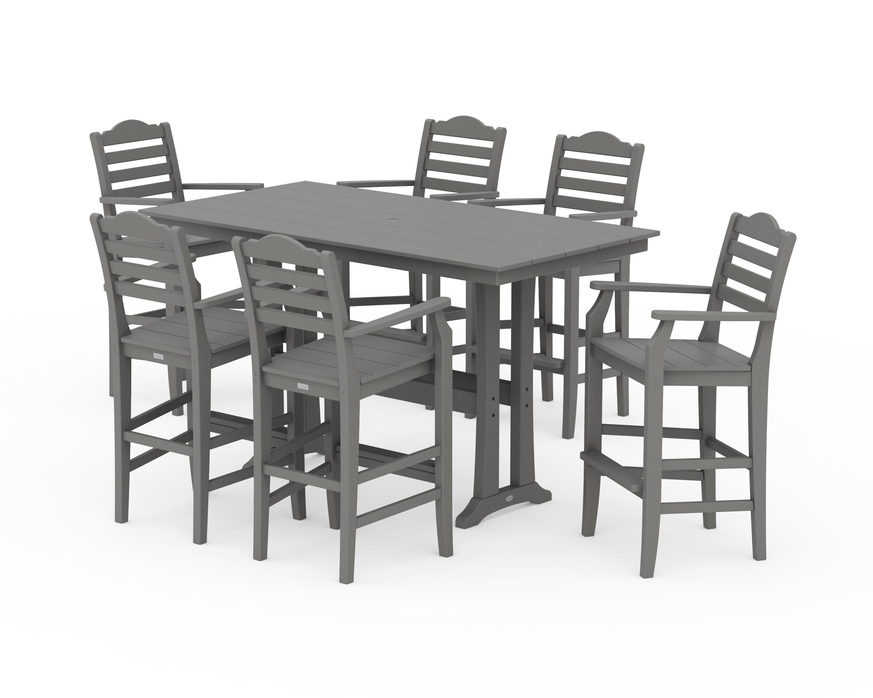 Savannah Arm Chair 7-Piece Farmhouse Bar Set with Trestle Legs