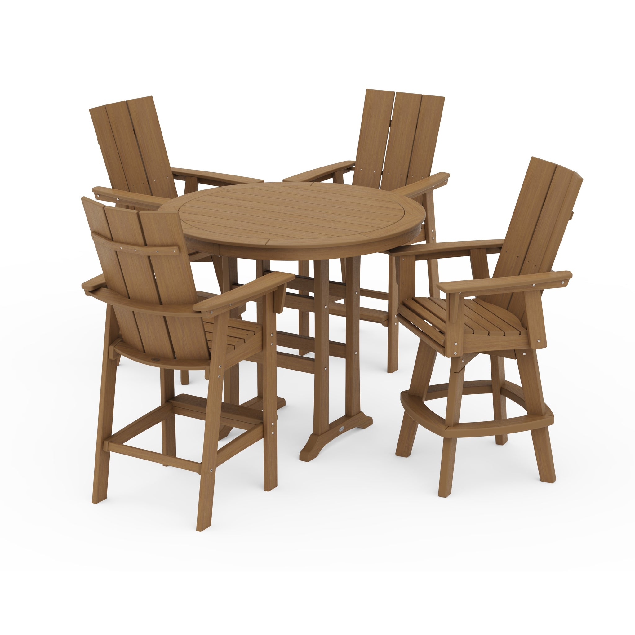 Modern Adirondack 5-Piece Nautical Trestle Round Bar Set with Swivels