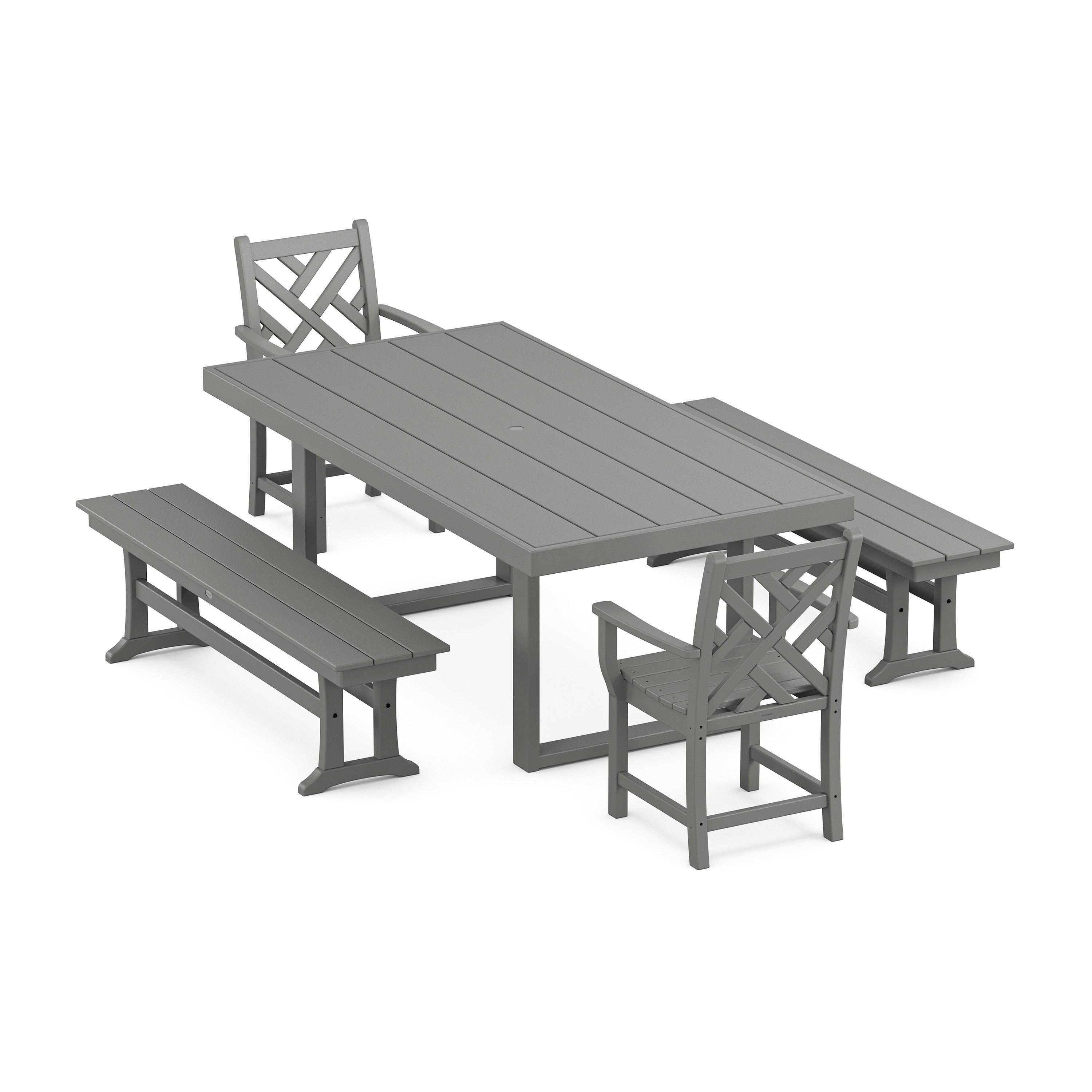 Chippendale 5-Piece Dining Set with Benches