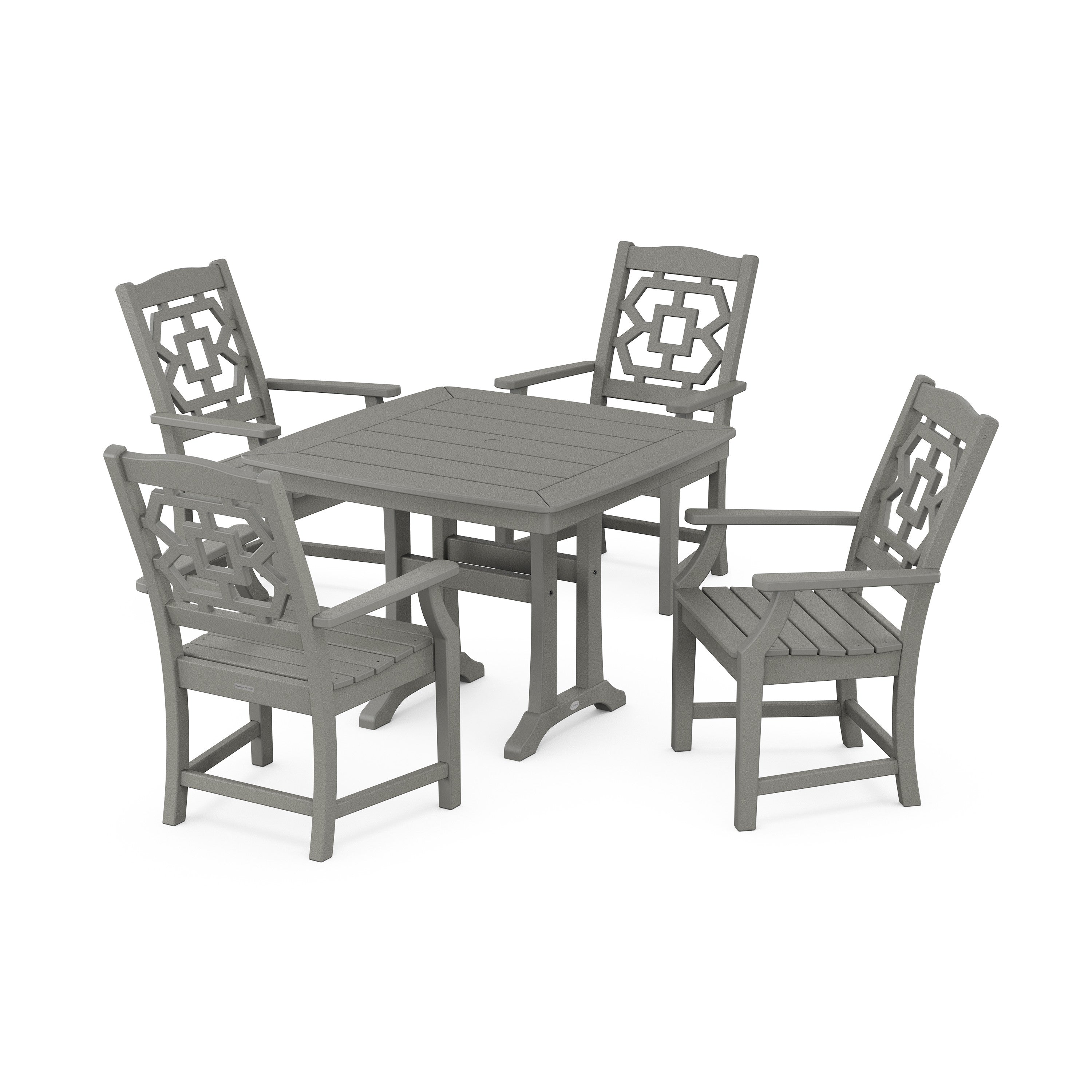 Chinoiserie 5-Piece Dining Set with Trestle Legs